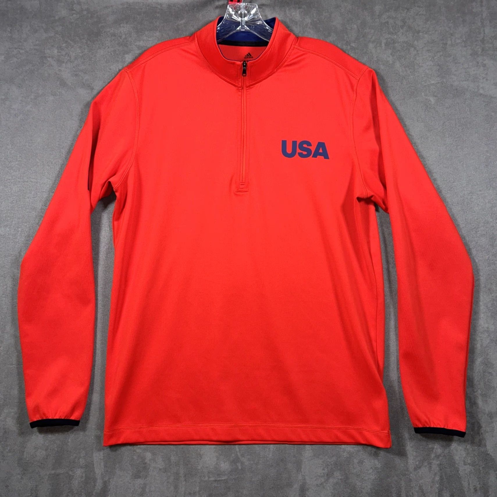Adidas Team USA adidas 1/4 Zip Pullover Jacket Mens M USA Red Track Jacket Olympic Sportswear Size US M / EU 48-50 / 2 - 2 Thumbnail