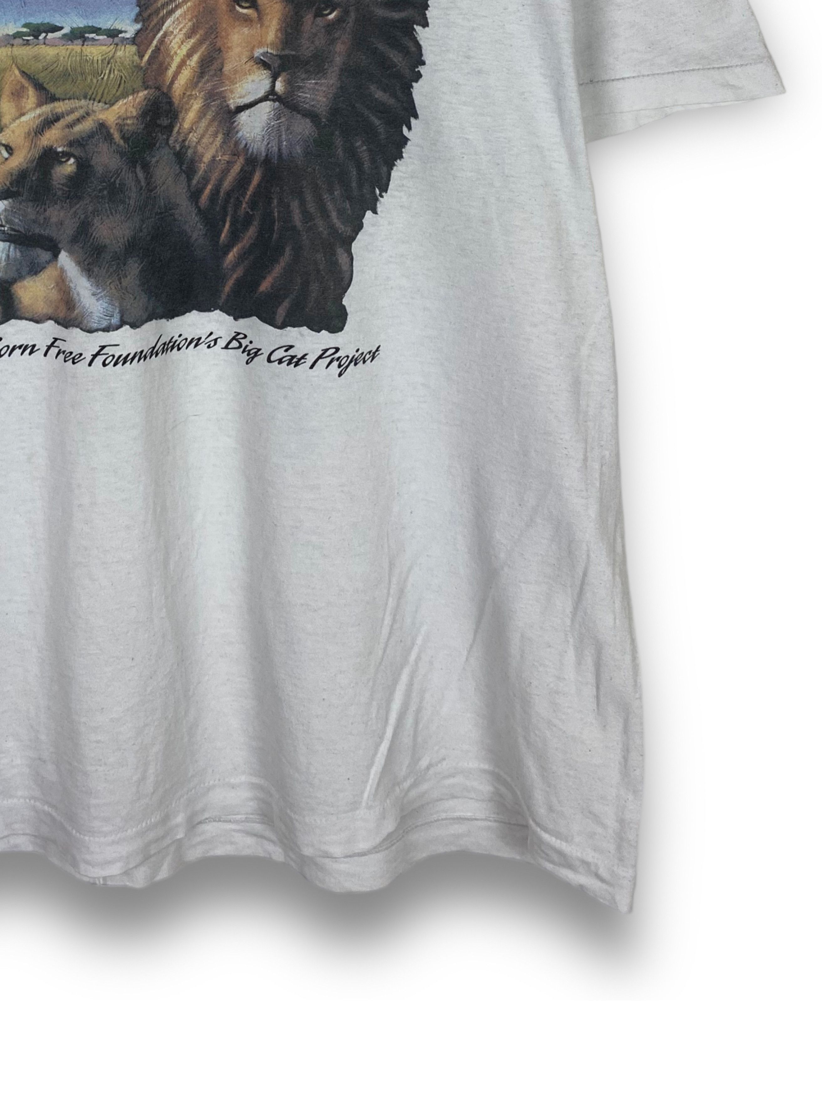 Vintage RARE! 90s Vintage Big Lions White Single Stitch T-Shirt M476 Size US XL / EU 56 / 4 - 2 Thumbnail