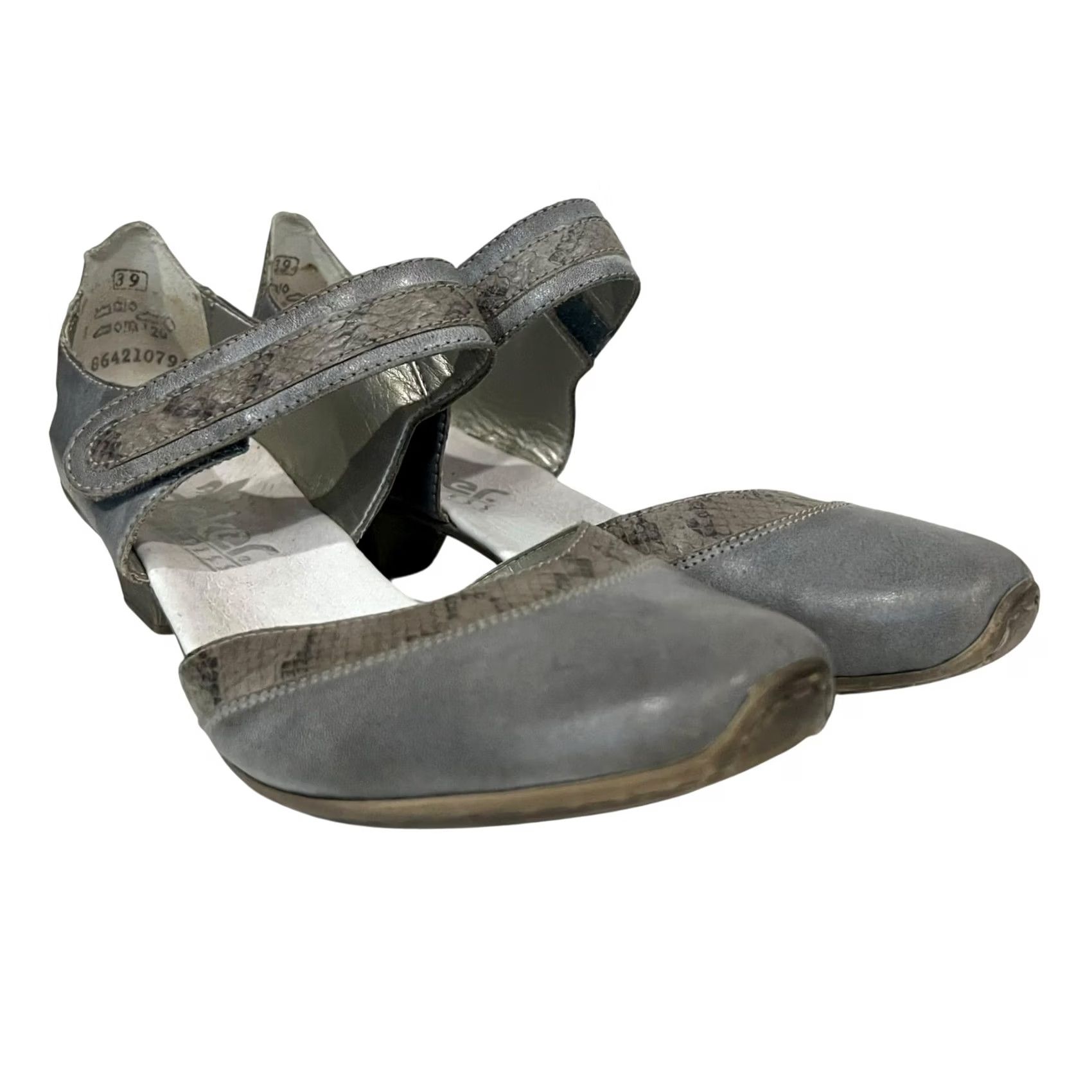 Rieker Rieker Mirjam 80 Gray/Snake Combo AntiStress Mary Jane Heeled Sandal Sandals Leather Hook & Loop 39 EU 8 US Womens Size US 8 / IT 38 - 5 Thumbnail