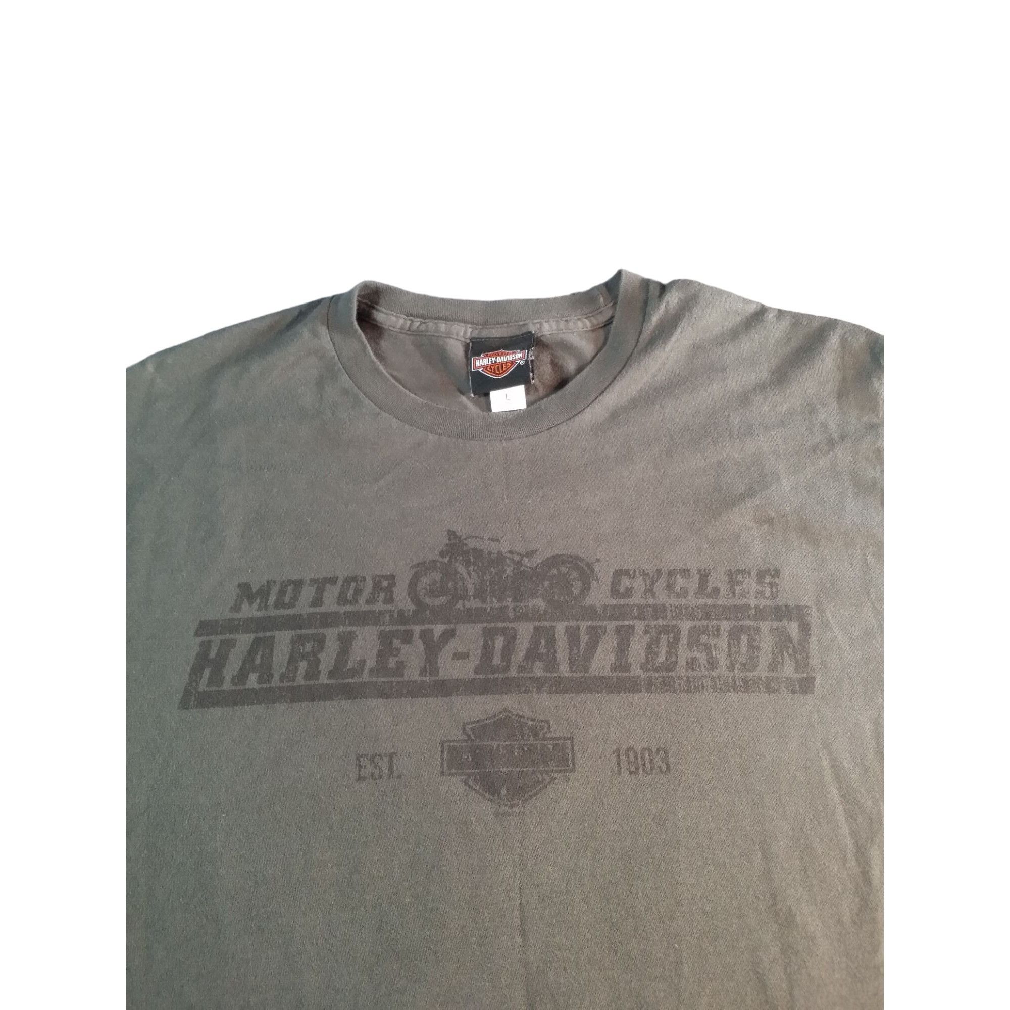Harley Davidson Harley Davidson Tshirt Men Sz L Denton County Gray Double Si Size US L / EU 52-54 / 3 - 2 Thumbnail