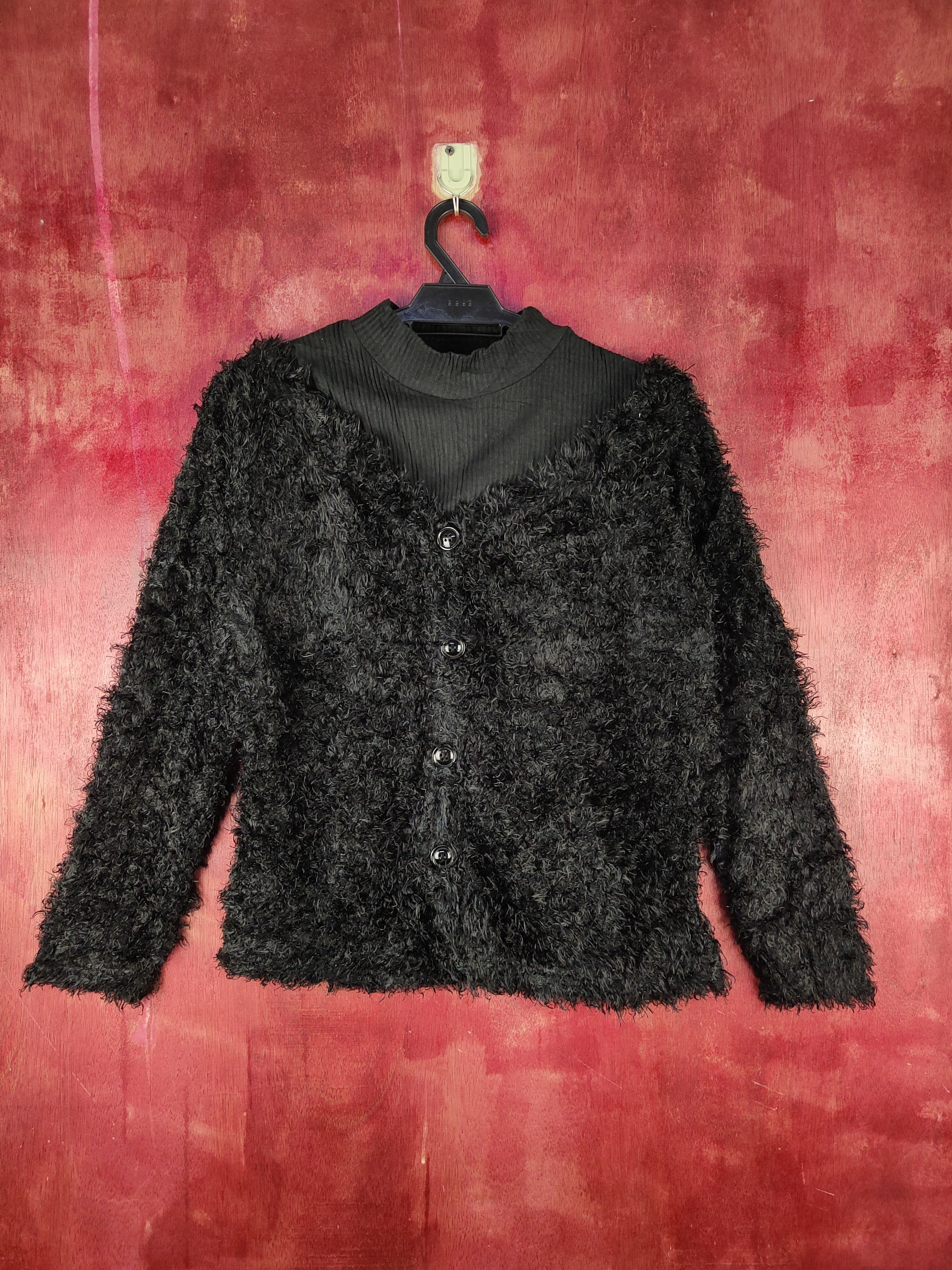 Vintage Retro Sureve Black Fur Mohair Knitwear Cardigan | Grailed