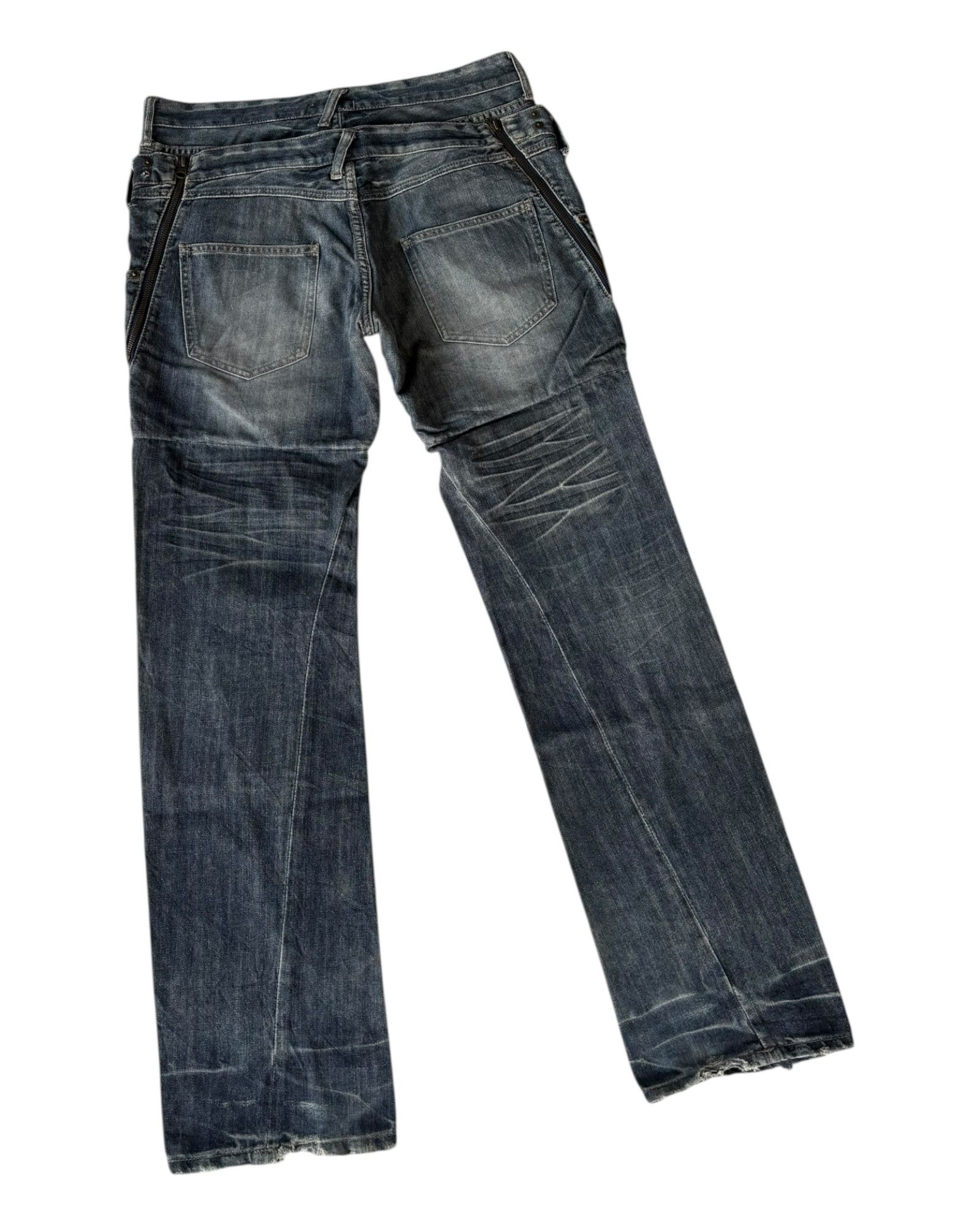 If Six Was Nine PPFM Double Waist Distressed Denim Jean Size US 33 - 4 Thumbnail