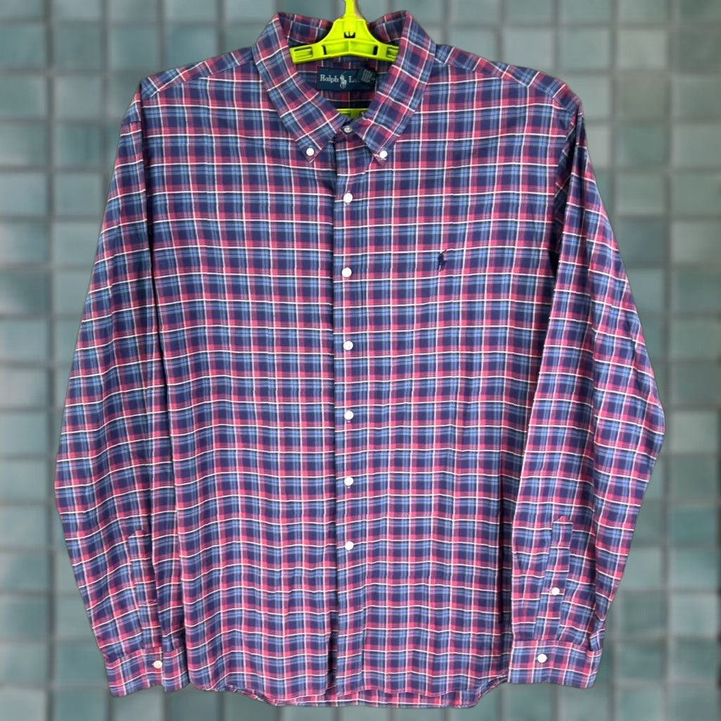 Ralph Lauren Ralph Lauren Button-Up Shirt Mens 2XL Blue Red Check Long Sleeve Regular Fit Classic Casual Size US XXL / EU 58 / 5 - 1 Thumbnail