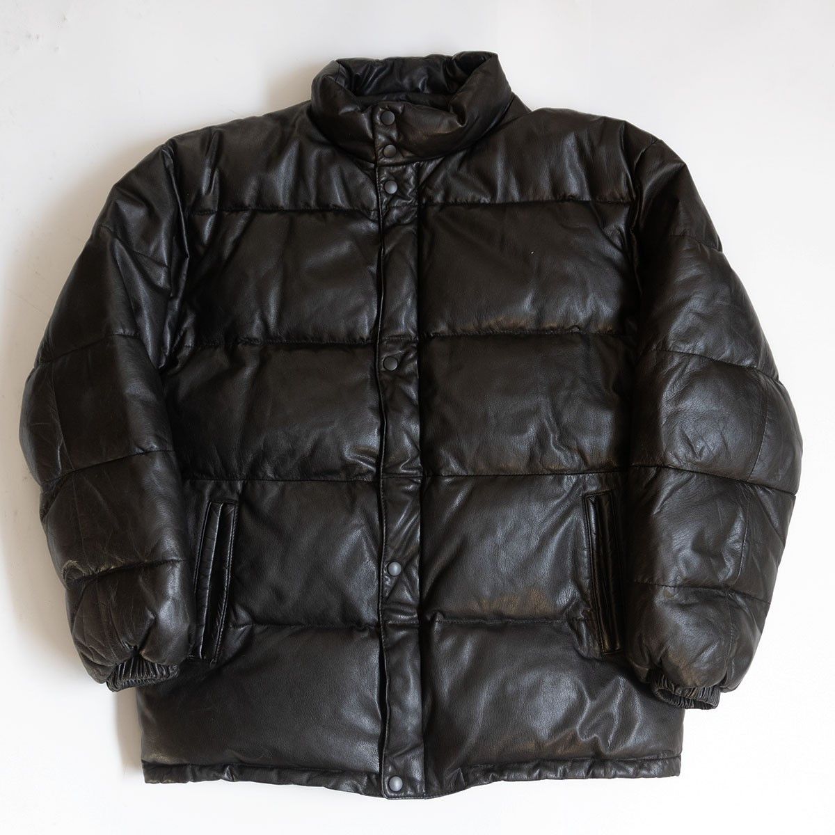 Vintage WIND ARMOR Leather Down Jacket Black Size L Size US L / EU 52-54 / 3 - 1 Thumbnail