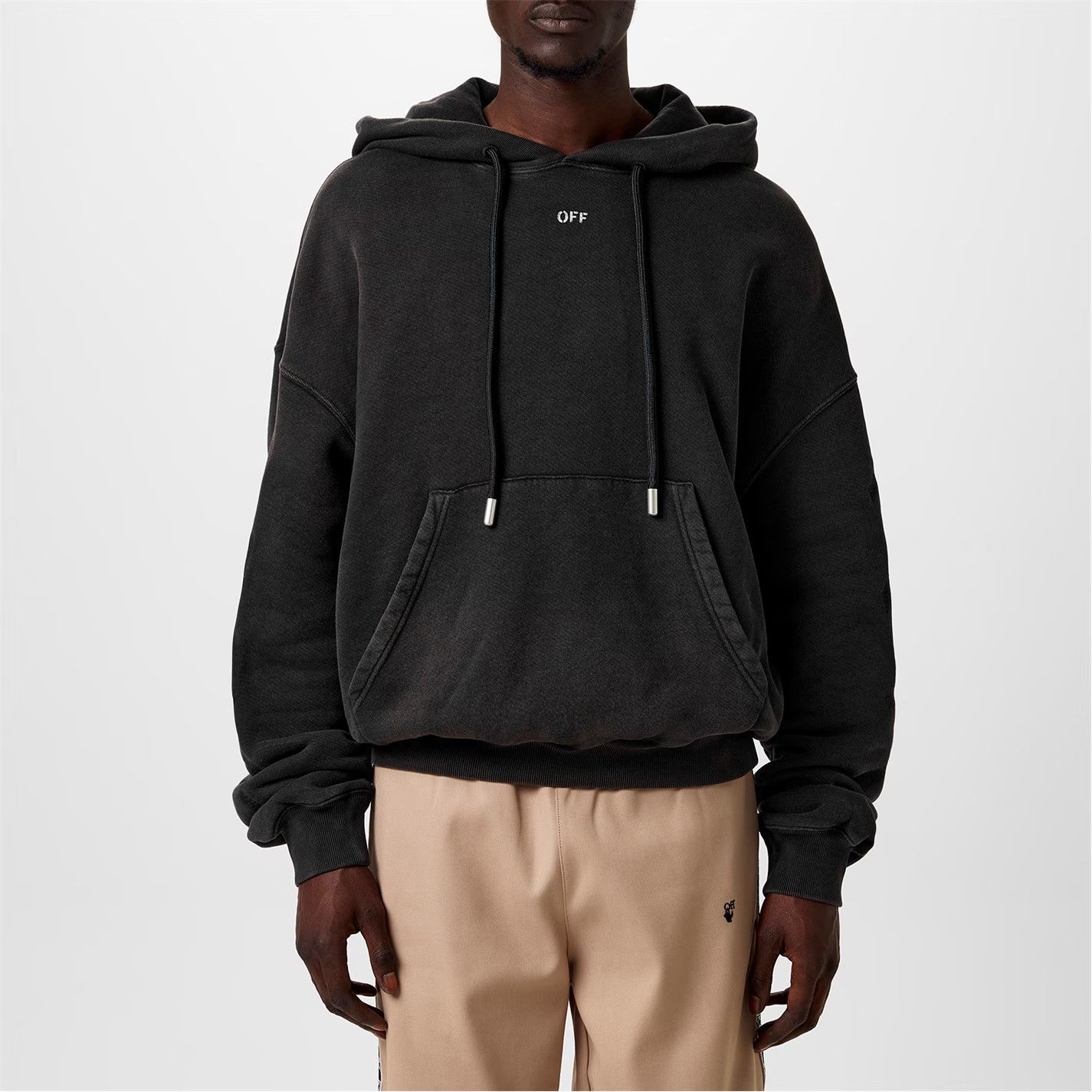 Off-White o1g2r1mq0226 Distressed Graphic Print Hoodie In Black Size US XS / EU 42 / 0 - 4 Thumbnail