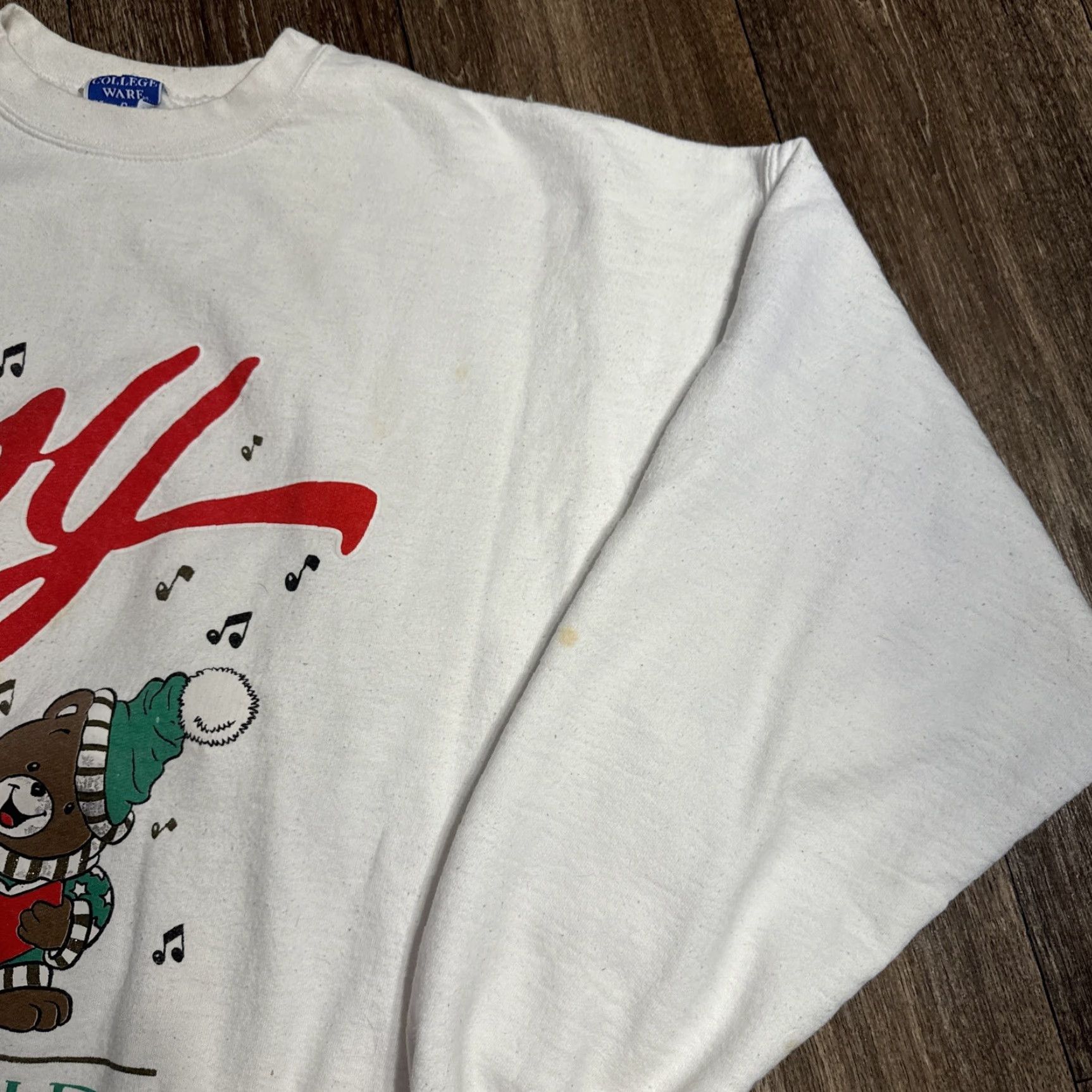 Vintage VINTAGE Christmas Bear Joy to The World Sweatshirt XL Unisex Adults 90s Pullover White Size US XL / EU 56 / 4 - 5 Thumbnail