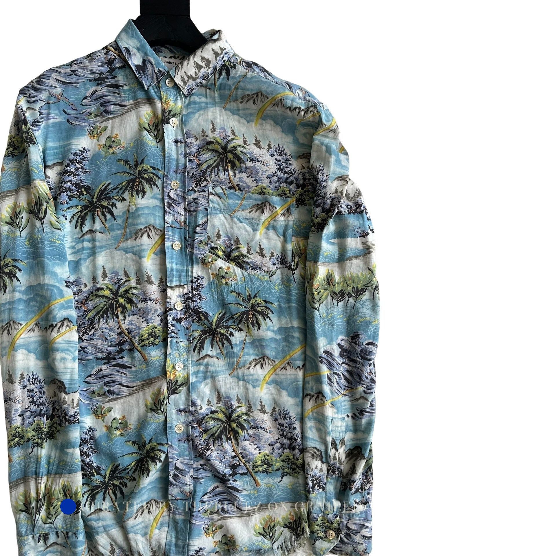 Saint Laurent Paris Tropical Print Long Sleeve Button-Up Shirt Size US M / EU 48-50 / 2 - 1 Thumbnail