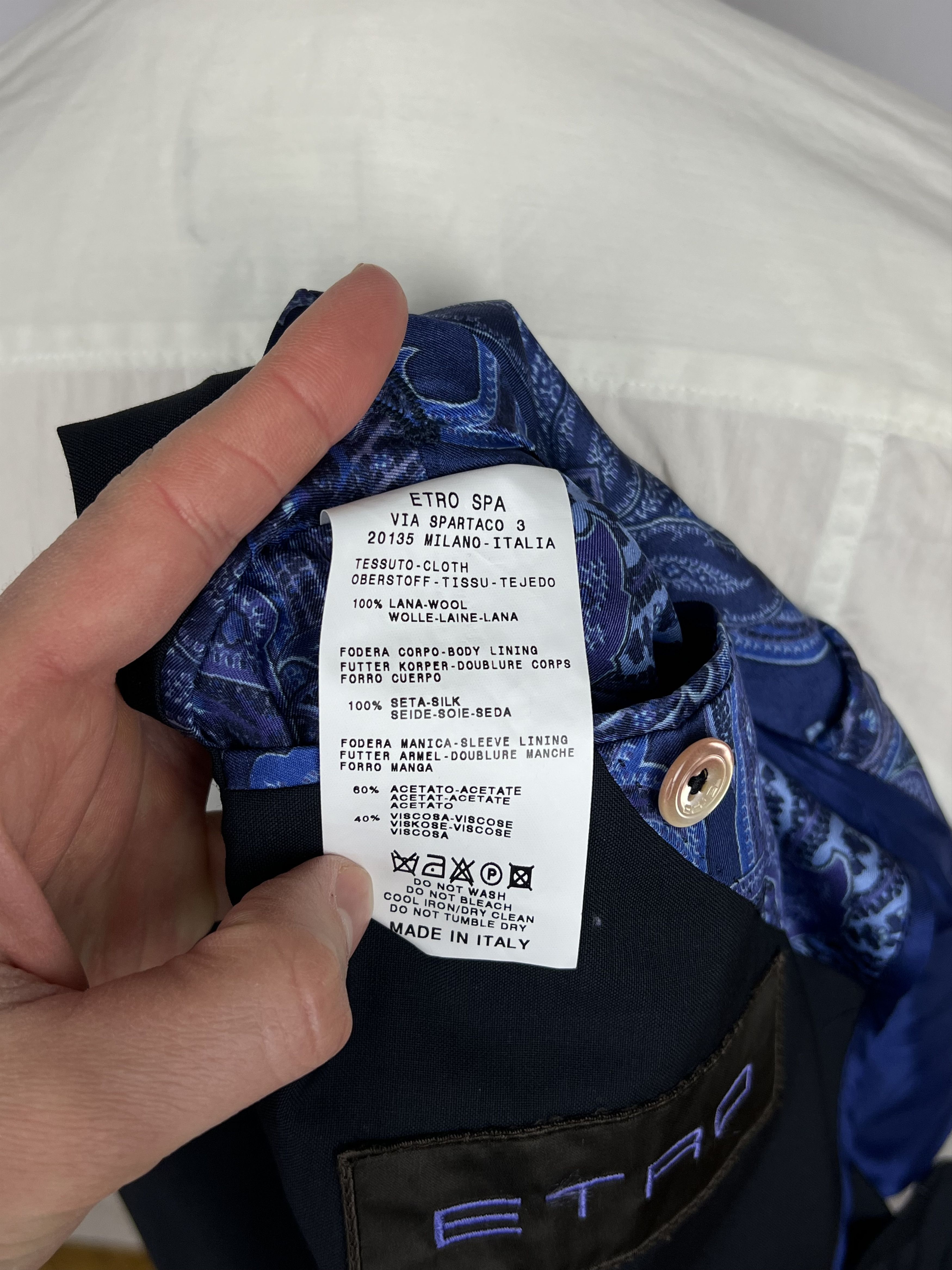 Etro Milano Solid Midnight Lightweight Half-Lined Wool Sport Coat Size 40R - 10 Thumbnail
