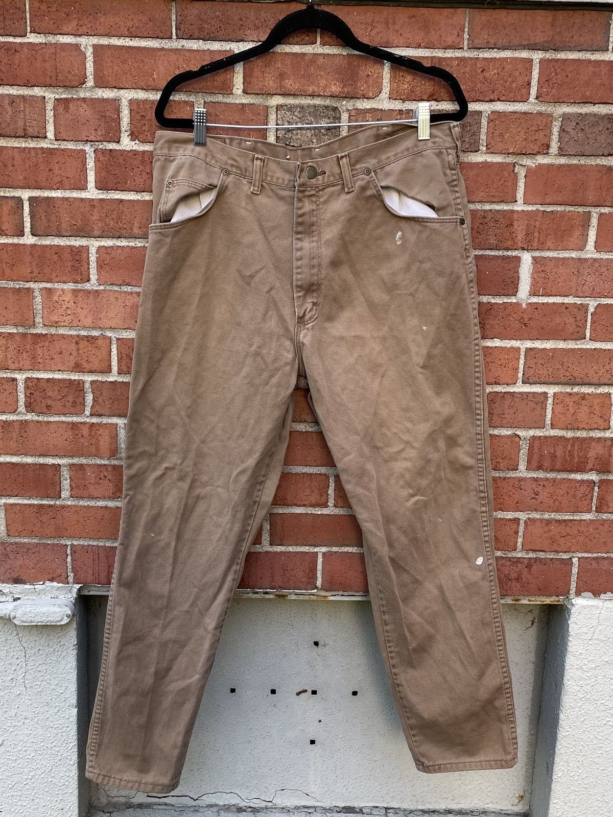 Wrangler Vintage 90s Wrangler Denim Tan Straight Leg Size US 36 / EU 52 - 1 Thumbnail