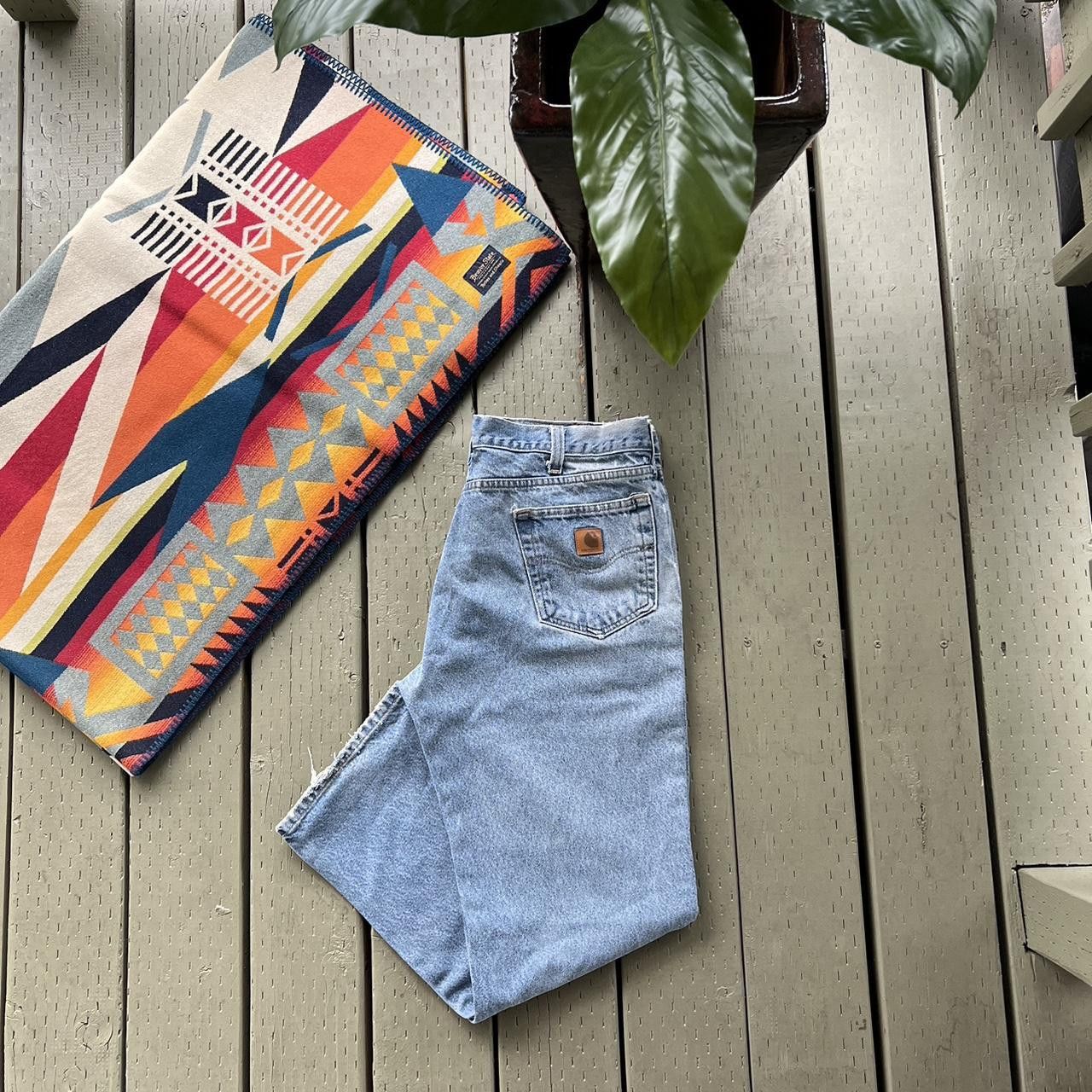 Carhartt Vintage Y2K Carhartt denim thrashed blue work wear pants Size US 36 / EU 52 - 1 Thumbnail
