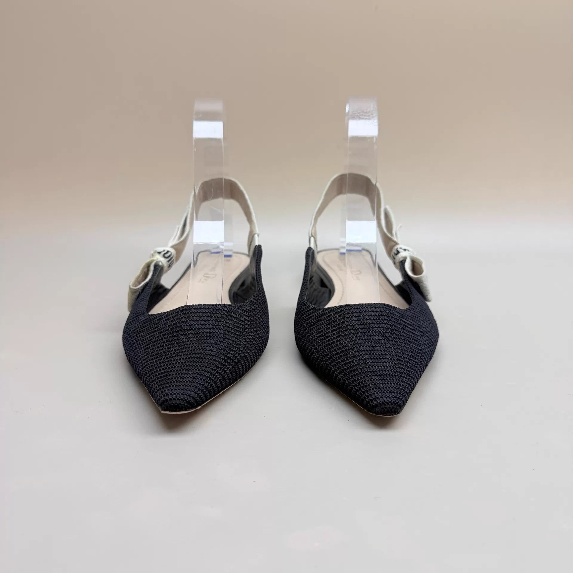 Dior Dior Black White Logo Embroidered Low Heel Pumps 35 Size US 4.5 / IT 34.5 - 2 Thumbnail