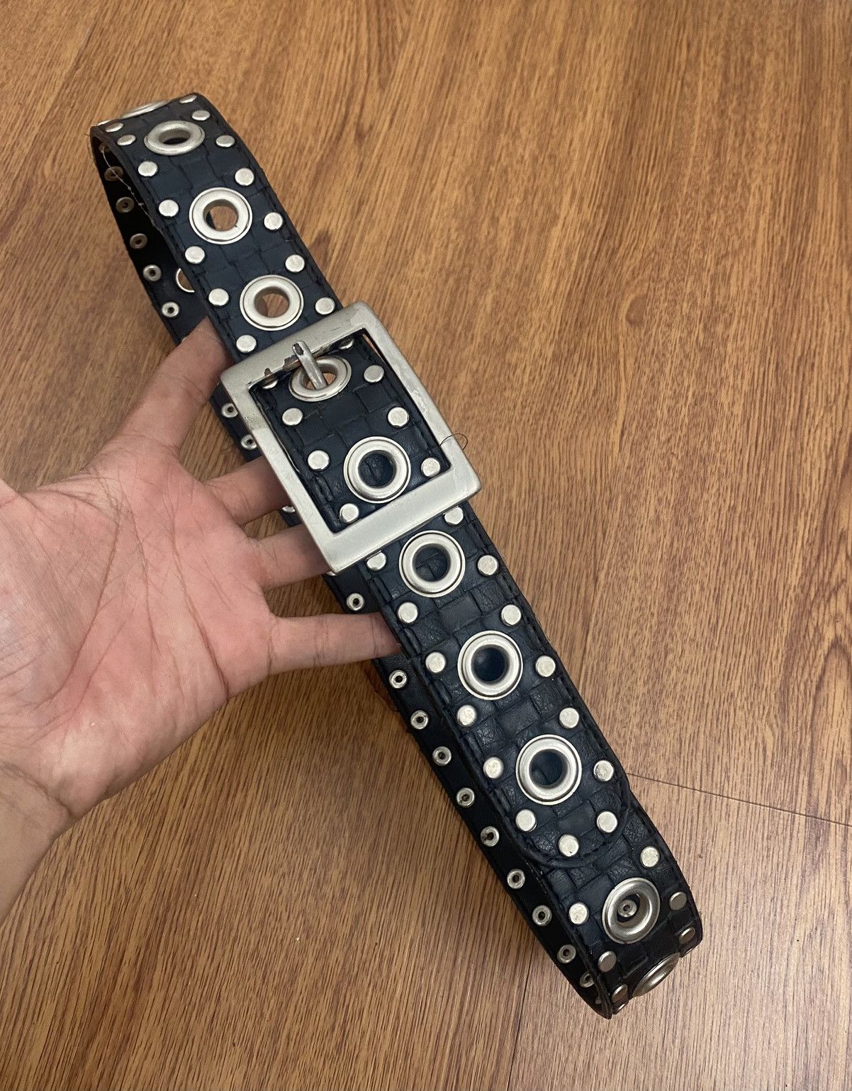 Japanese Brand Ringer square pattern black belt Size ONE SIZE - 3 Thumbnail