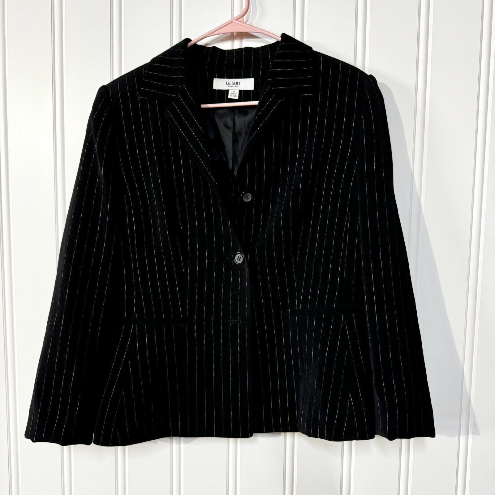 Vintage Vintage Le Suit Striped Black Button Blazer Size 10 Size L / US 10 / IT 46 - 1 Thumbnail