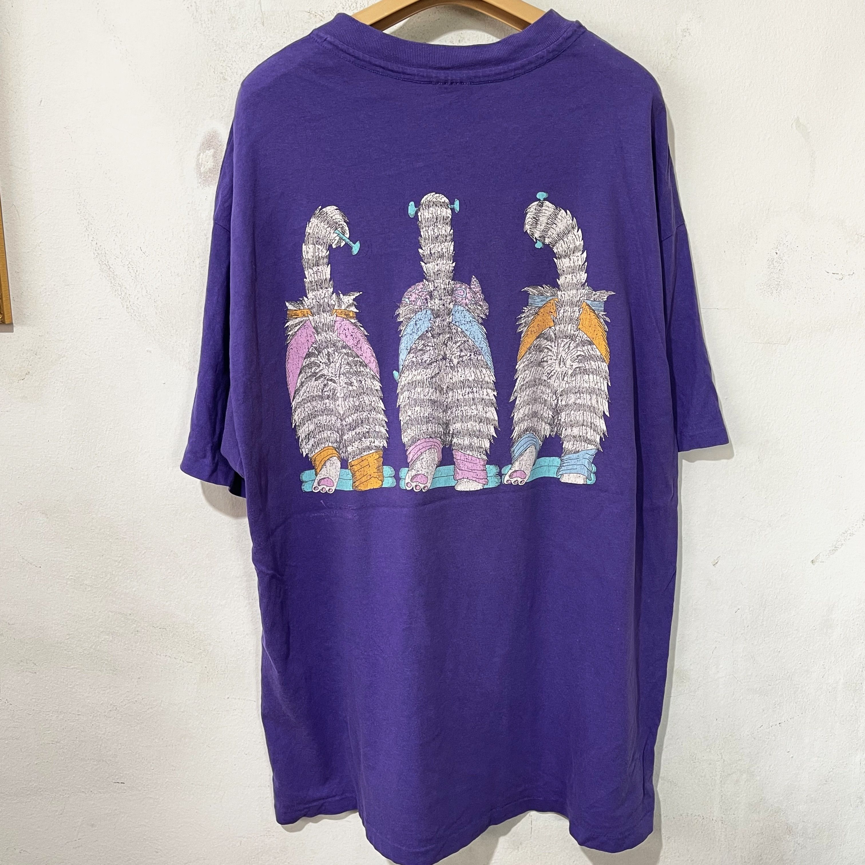 Vintage Vintage 90s Three Cats Graphic T-Shirt Size US XL / EU 56 / 4 - 3 Thumbnail