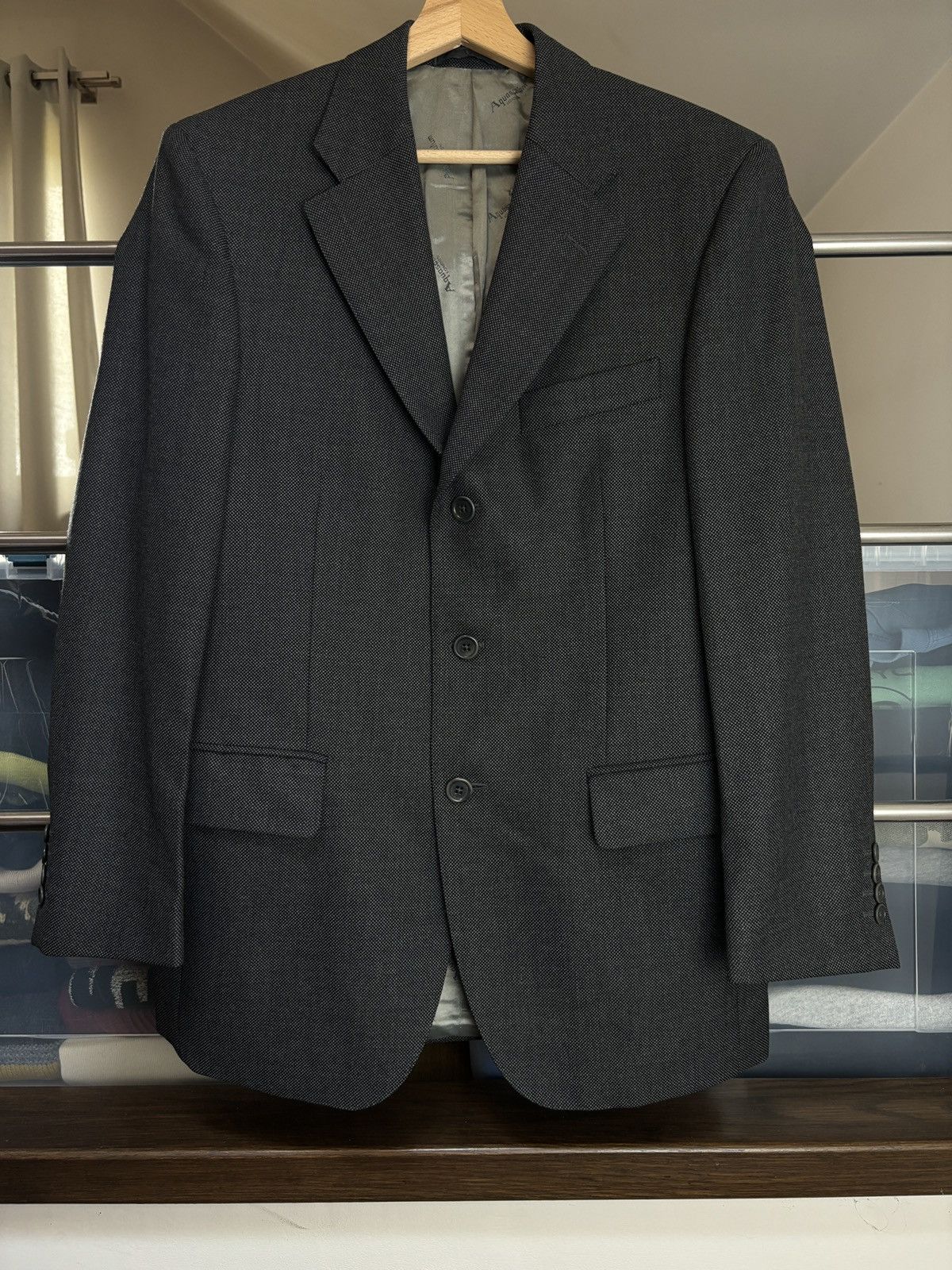 Aquascutum × Designer Aquascutum London Wool Suit Set Blazer + Pants Size 38S - 2 Thumbnail
