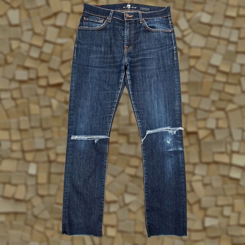 7 For All Mankind 7 For All Mankind Jeans Mens 30 Blue W30 L30 Paxtyn Tapered Slim Denim Ripped Size US 30 / EU 46 - 1 Thumbnail