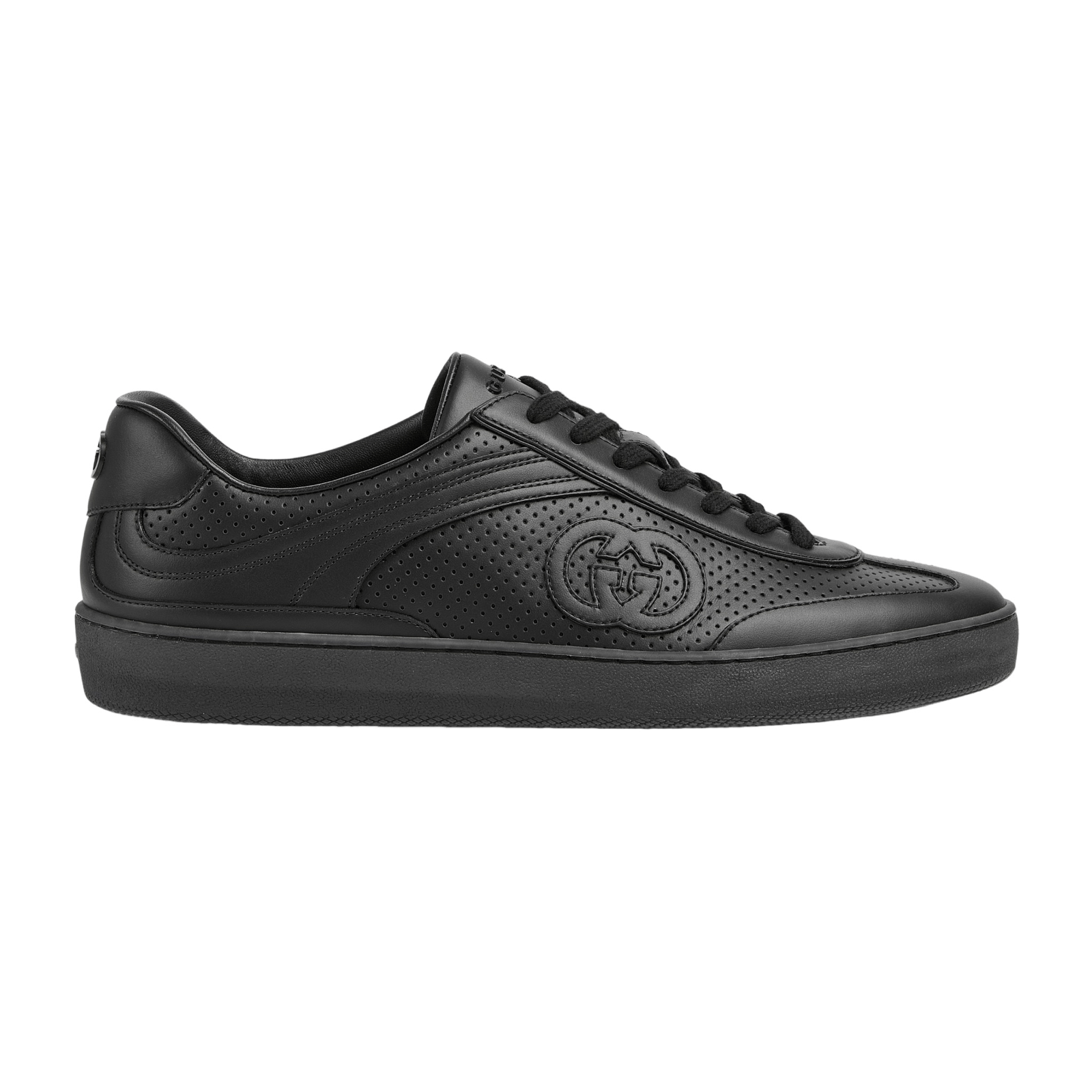 Gucci GUCCI Interlocking G Black Leather Sneakers Mens New Size US 11.5 / EU 44-45 - 2 Thumbnail
