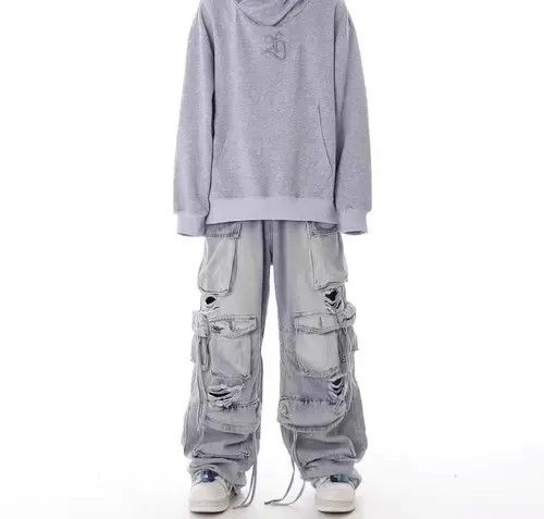 Japanese Brand × Jean Street hip hop grunge ripped wide leg jeans Size US 32 / EU 48 - 4 Thumbnail