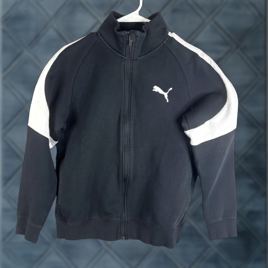 Puma PUMA Track Jacket Mens M Black White Colorblock Full Zip Logo 854581-01 Size US M / EU 48-50 / 2 - 1 Thumbnail