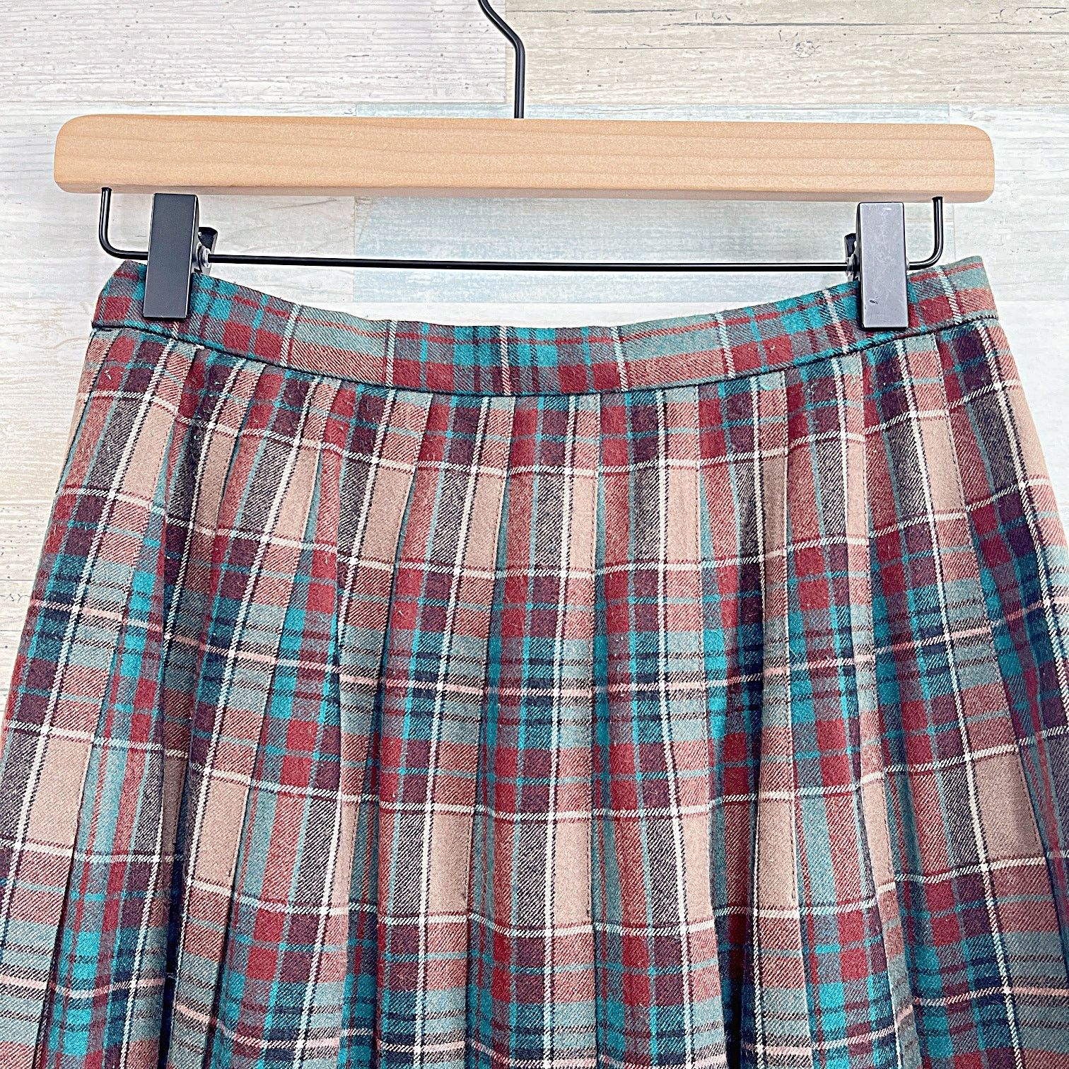 Jos. A. Bank × Vintage JOS A BANK Vintage Wool Fringe Wrap Plaid Skirt Womens 4 Size 27" / US 4 / IT 40 - 4 Thumbnail