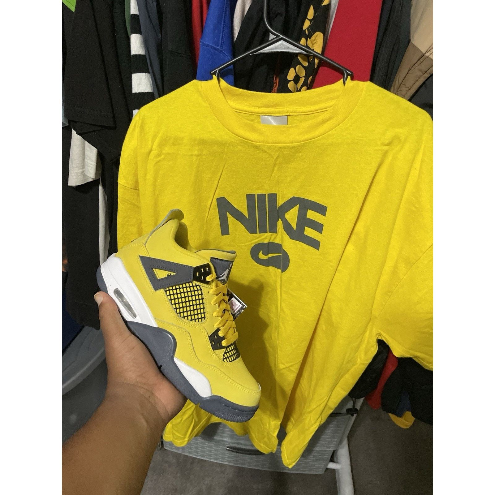 Nike Size XL- VTG Nike Center Swoosh Spell Out Grey Lightning 4 Size US XL / EU 56 / 4 - 1 Thumbnail