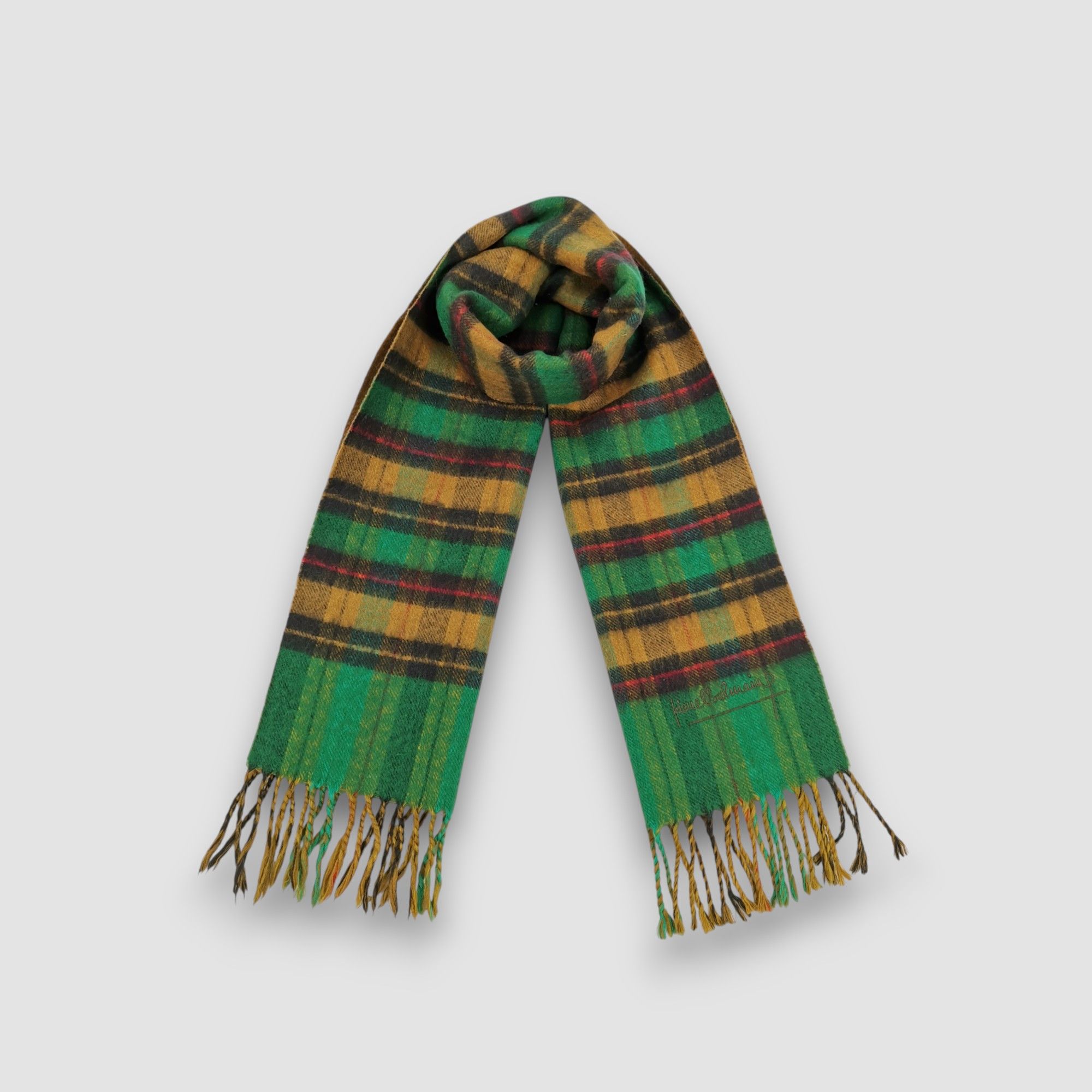 Japanese Brand Vintage Pierre Balmain Scarf Wool Tartan Plaid Scarves. Size ONE SIZE - 1 Thumbnail