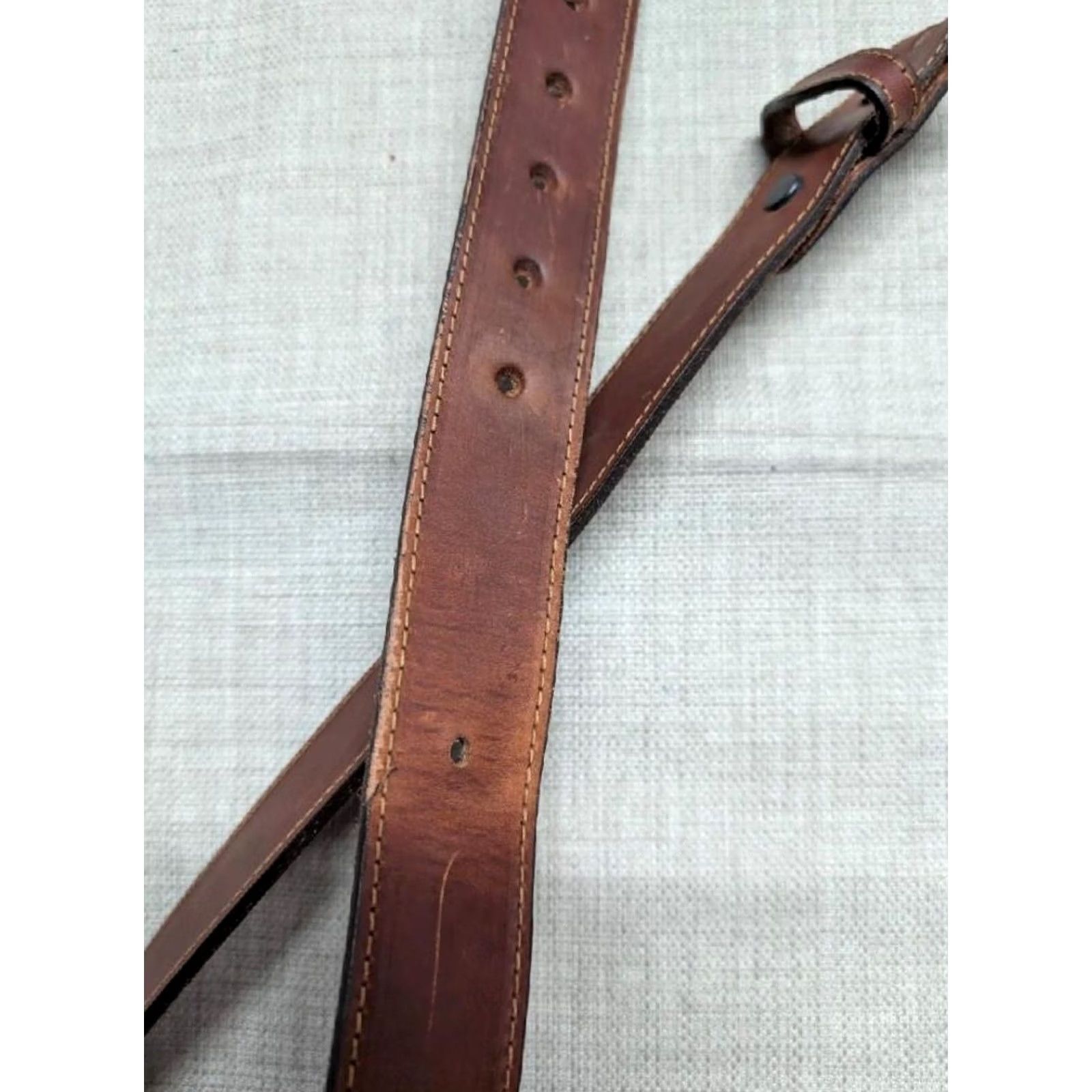 Vintage VINTAGE Bullhide Western Belt 44 Brown Concho Cowhide Leather Men Belt Size 44 - 4 Thumbnail