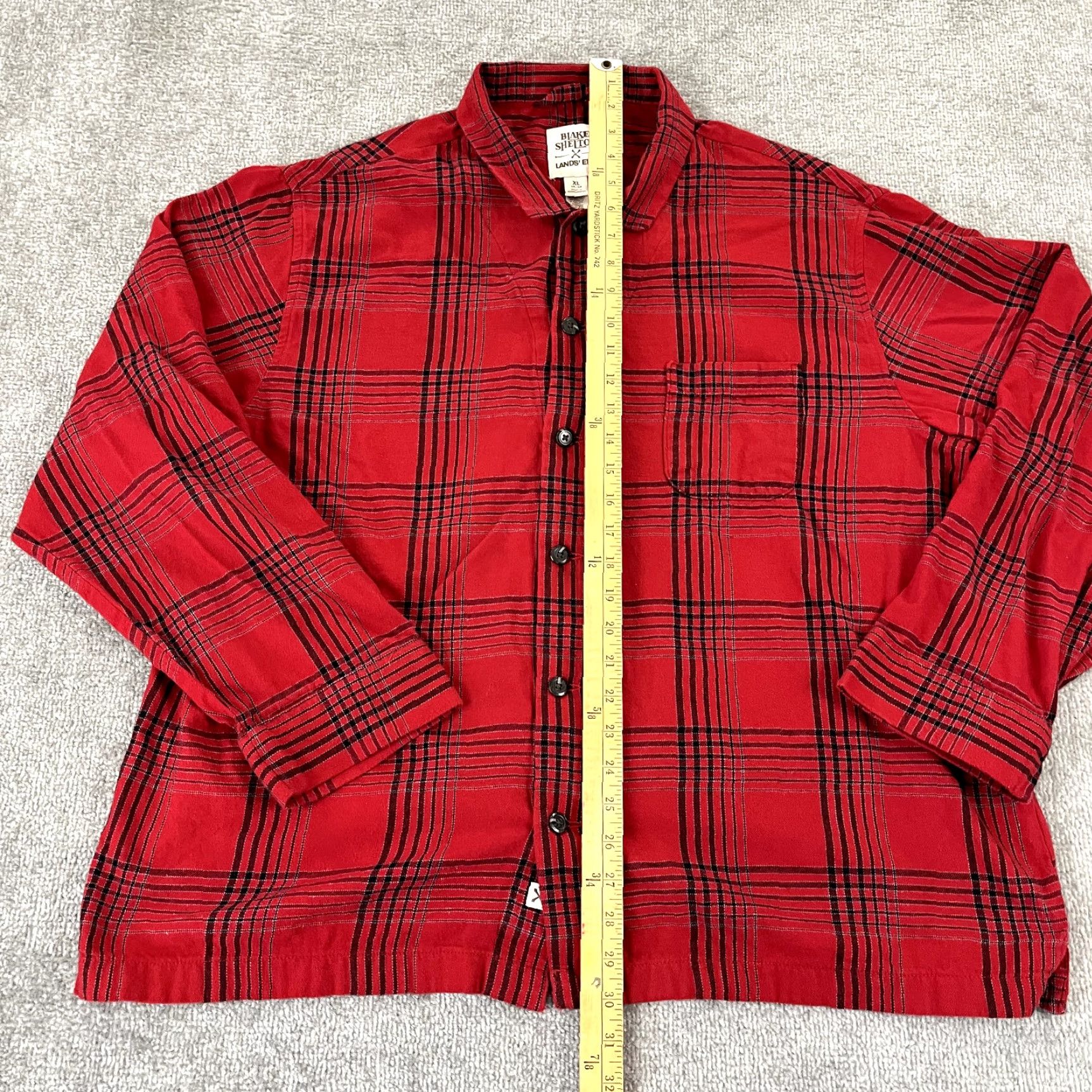Lands' End Lands' End Shirt Mens XL Red Black Plaid Flannel Button-Up Casual Classic Lands' End Size US XL / EU 56 / 4 - 3 Thumbnail