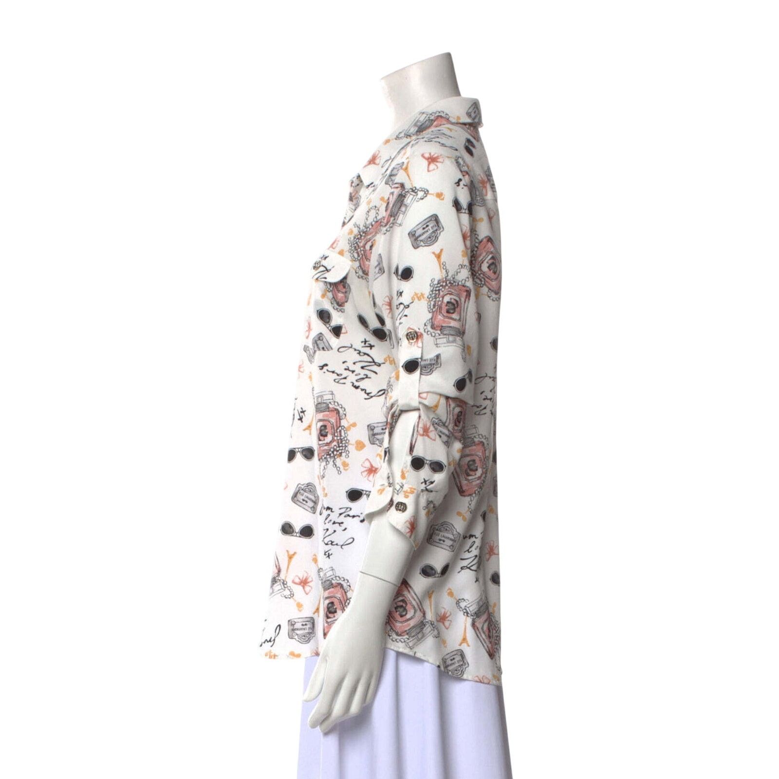 Karl Lagerfeld Karl Lagerfeld print button up blouse sz Medium Size M / US 6-8 / IT 42-44 - 3 Thumbnail