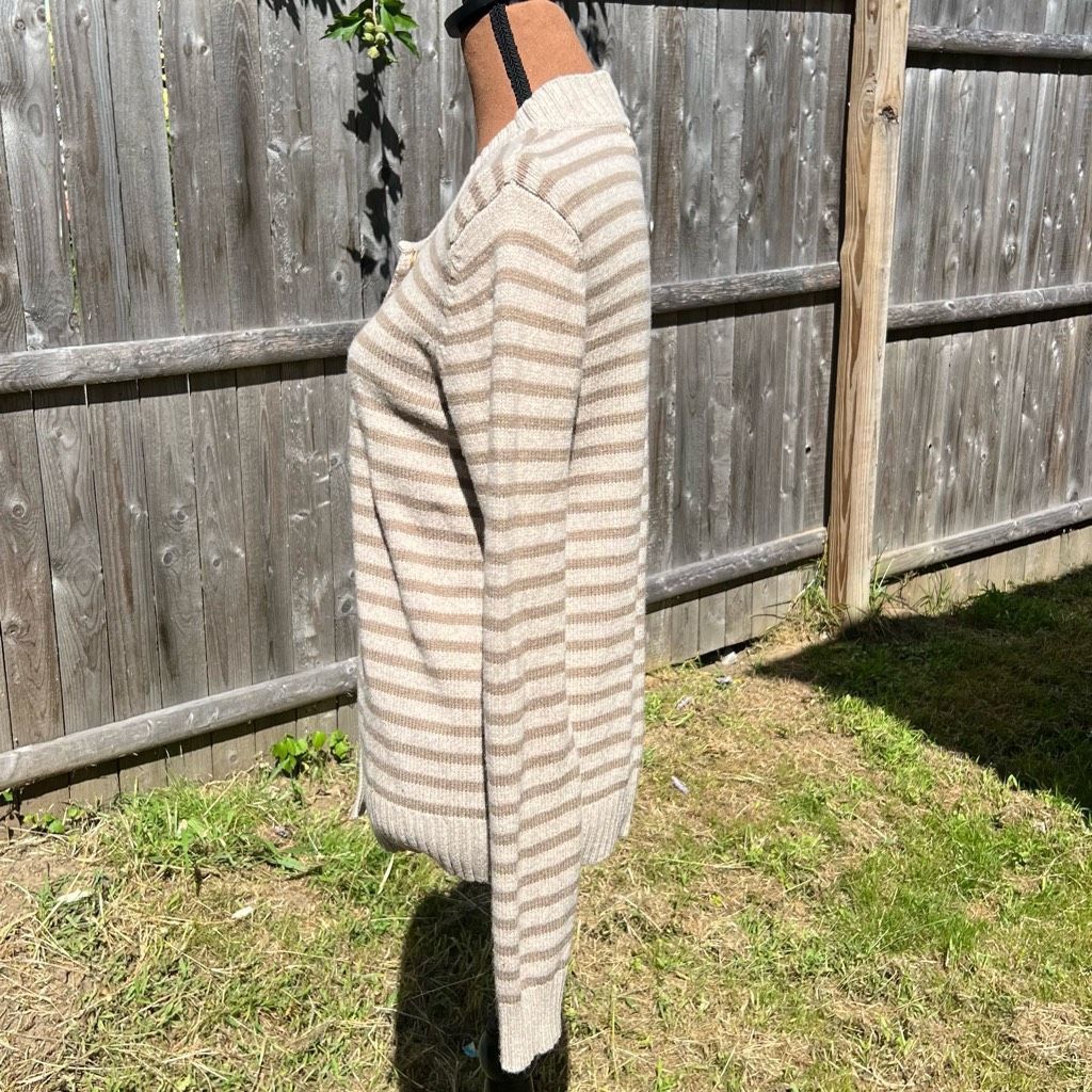 St. John St. John Striped Cardigan Sweater in Dark Alabaster & Light Size S / US 4 / IT 40 - 3 Thumbnail