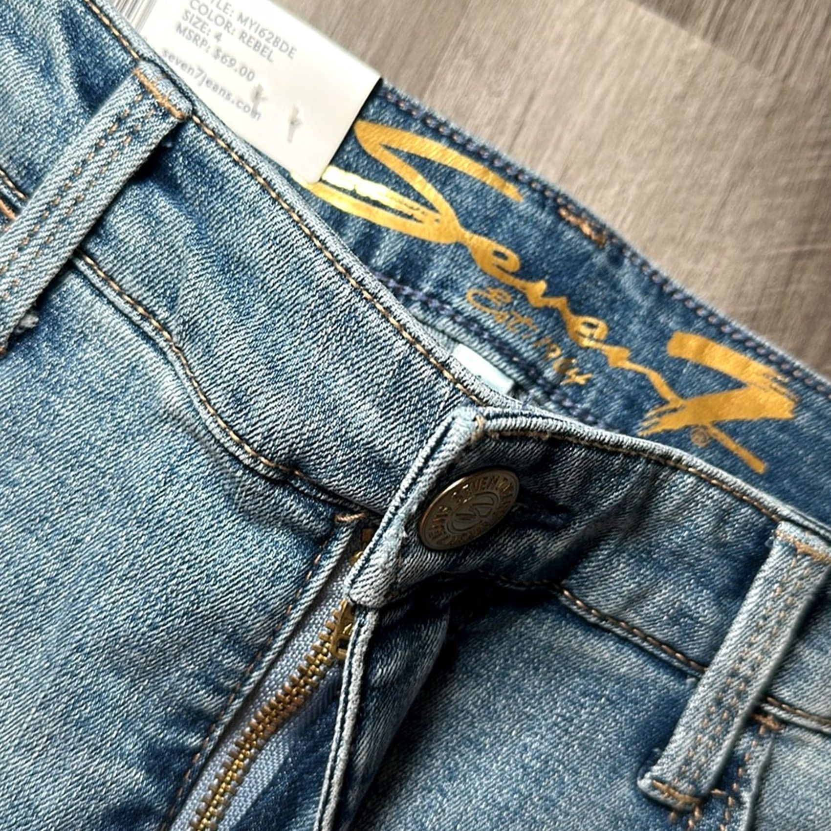 Vintage Seven7 Weekend Easy Fit Boyfriend Jeans - 4 Women Blue 69% Cotton 30% Polyester 1% Spandex NWT Boyfriend Style Size 27" / US 4 / IT 40 - 6 Thumbnail