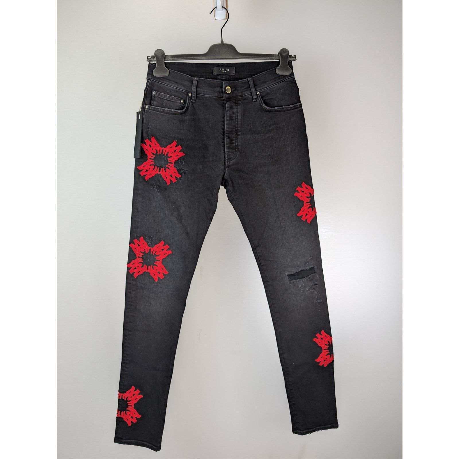 Amiri o1rshd1 MA Quad Applique Skinny Jeans in Black Size US 32 / EU 48 - 9 Thumbnail