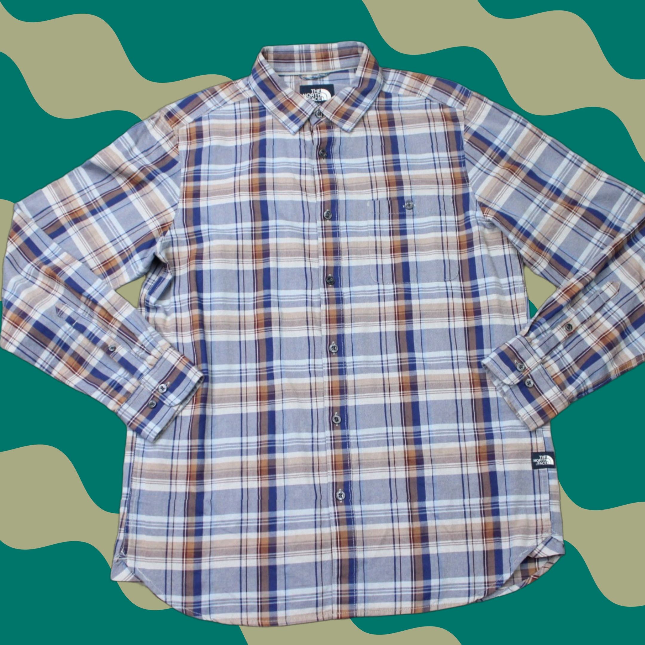 The North Face The North Face Shirt Mens Medium Brown/Blue Plaid Organic Cotton Long Sleeve Size US M / EU 48-50 / 2 - 1 Thumbnail