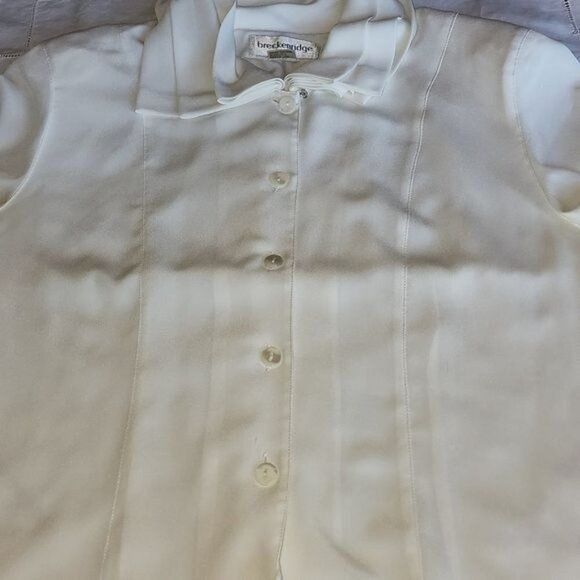 Vintage Breckenridge Ivory Sheer Button Down Long Sleeve Collared Sz Size L / US 10 / IT 46 - 7 Thumbnail