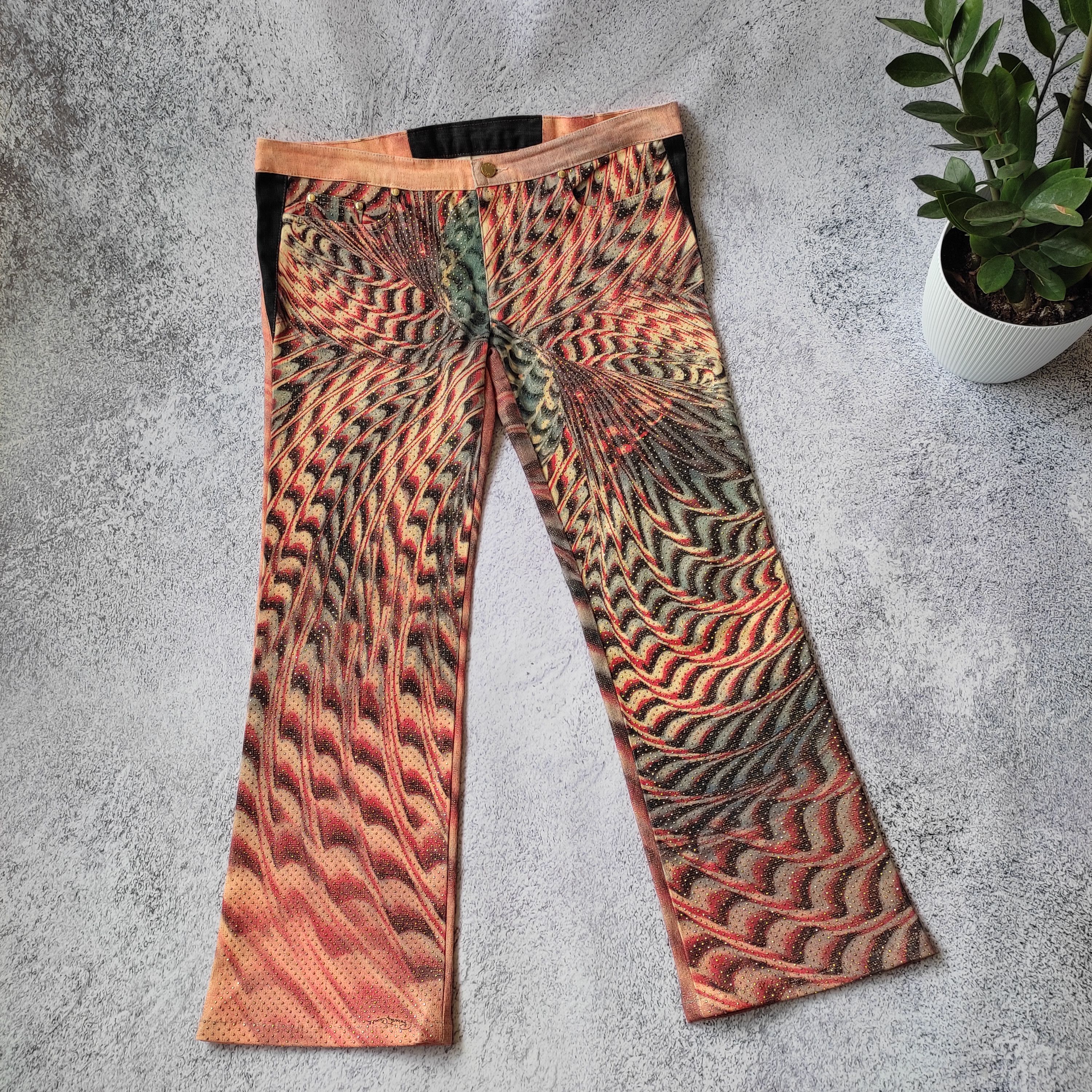 image of Avant Garde Ss01 Roberto Cavalli Vintage Womens Psychadelic Pants Scales (Size 32)