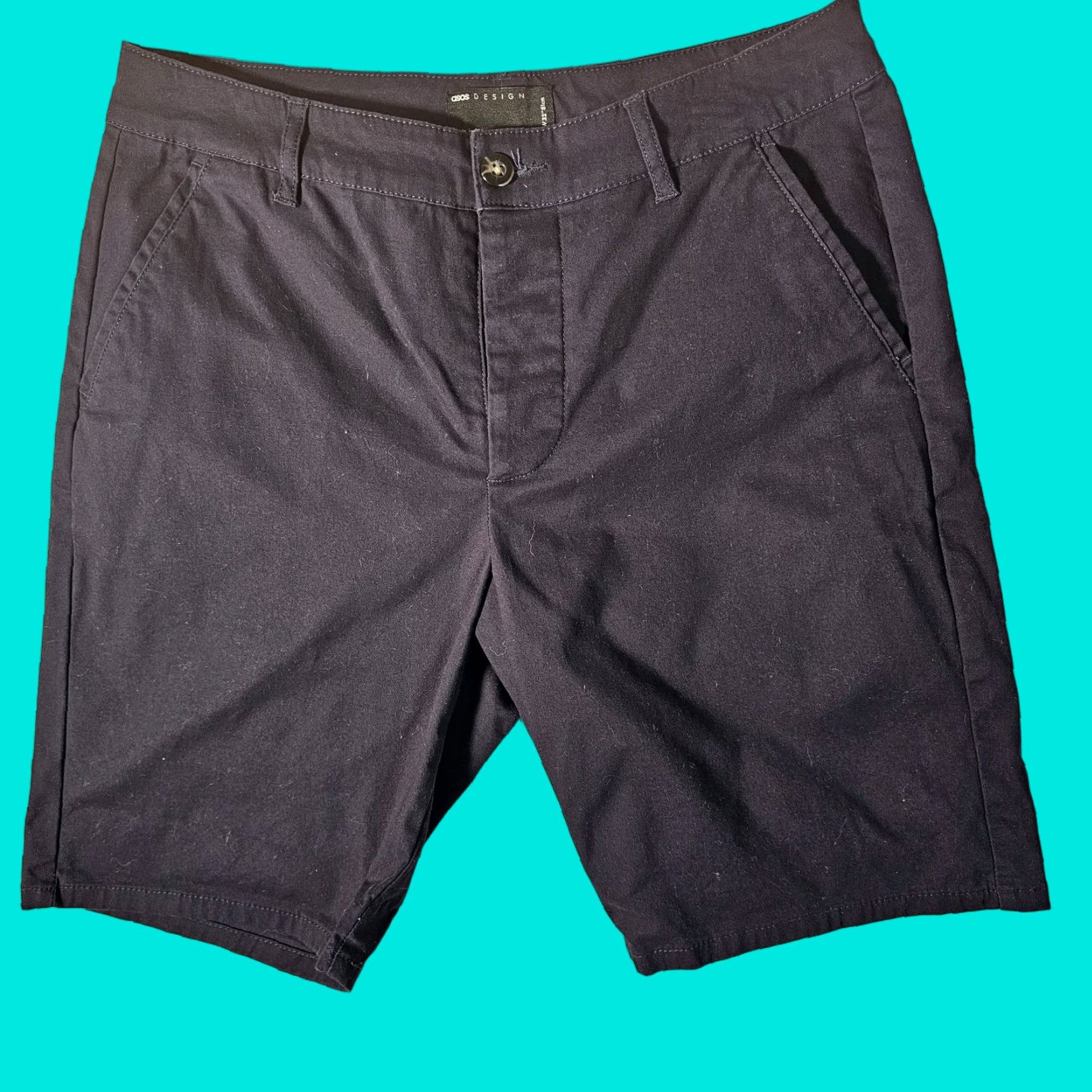 Asos VINTAGE ASOS Design Skinny Chino Shorts Men 32 Navy Blue Casual Outdoor Beach Slim Fit Size US 32 / EU 48 - 1 Thumbnail