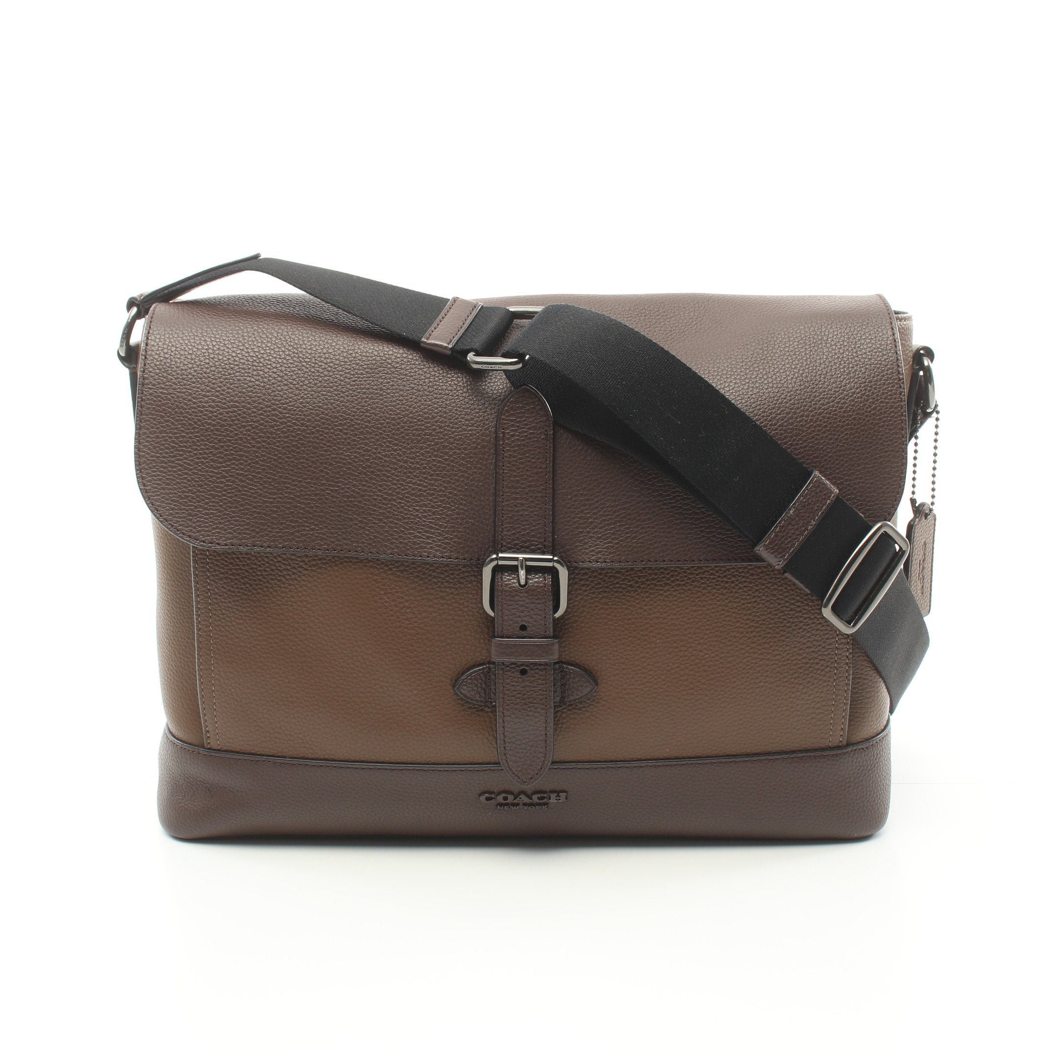 image of Coach Hudson Shoulder Bag Leather Brown Dark Brown, Men's