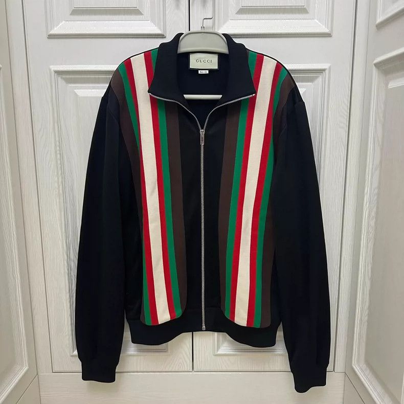 Gucci Gucci Green Red Striped Sports Jacket- DMC Size US L / EU 52-54 / 3 - 1 Thumbnail