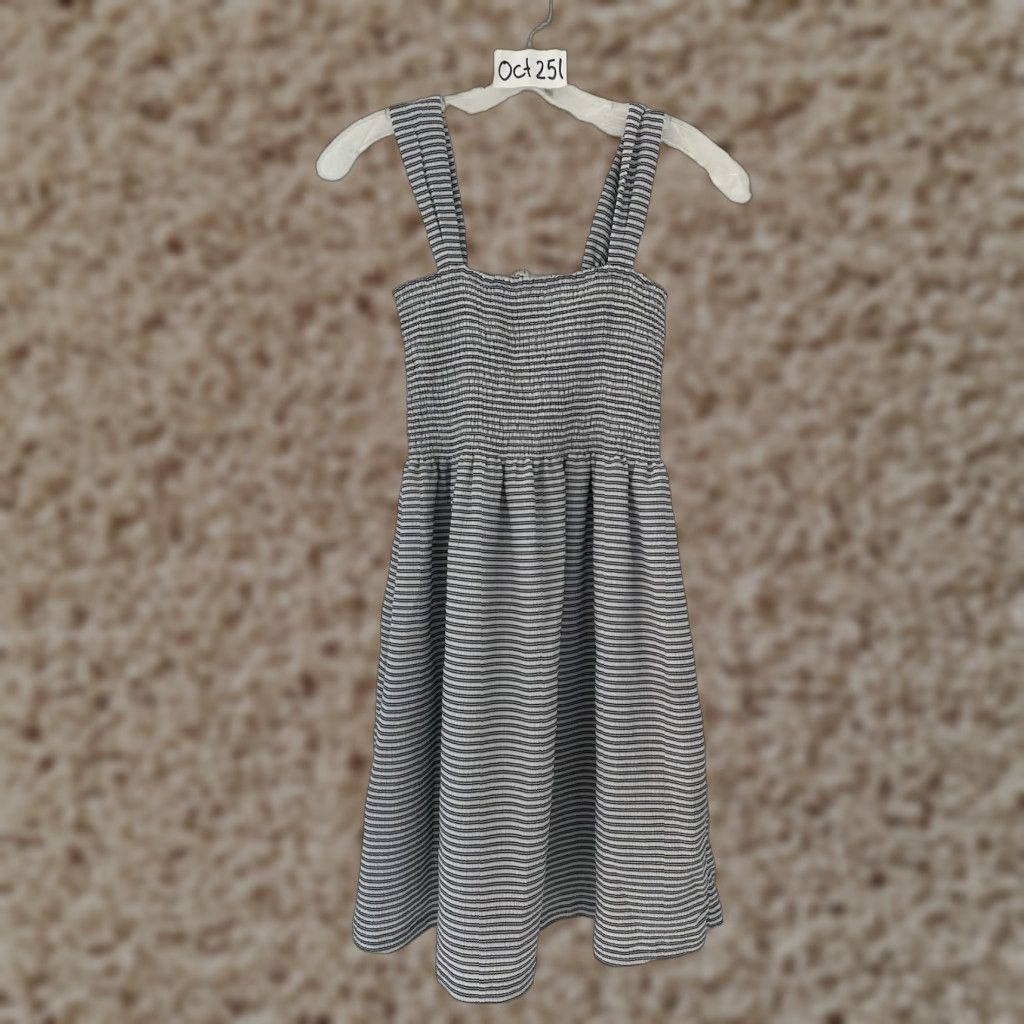Madewell Madewell Texture & Thread Black White Striped Smocked Mini Dress XXS Size XXS / US 00 / IT 34 - 1 Thumbnail