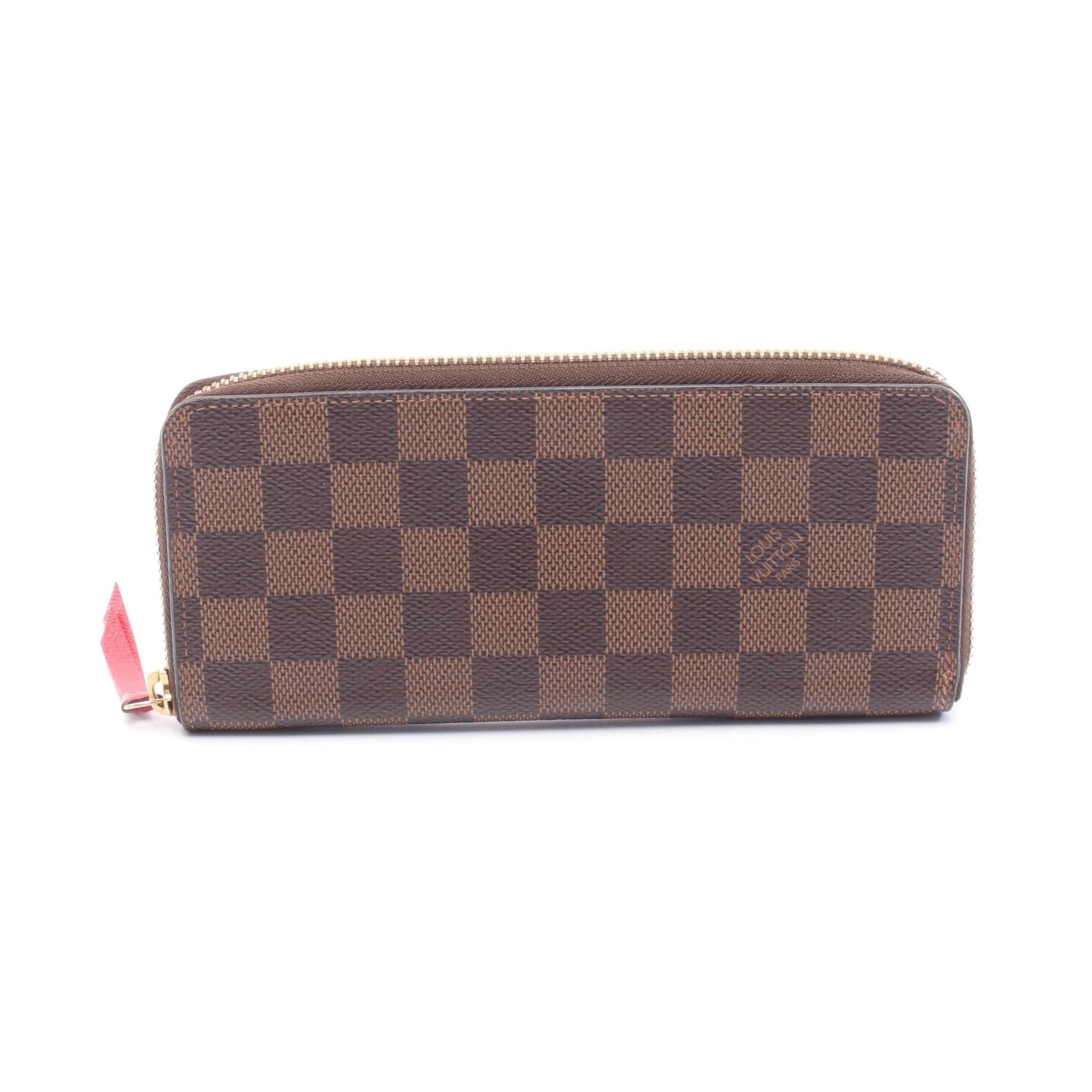Louis Vuitton Louis Vuitton Portefeuil Clemence Damier Ebene Cerise Round Zipper Long Wallet Leather Brown Red Size ONE SIZE - 1 Thumbnail