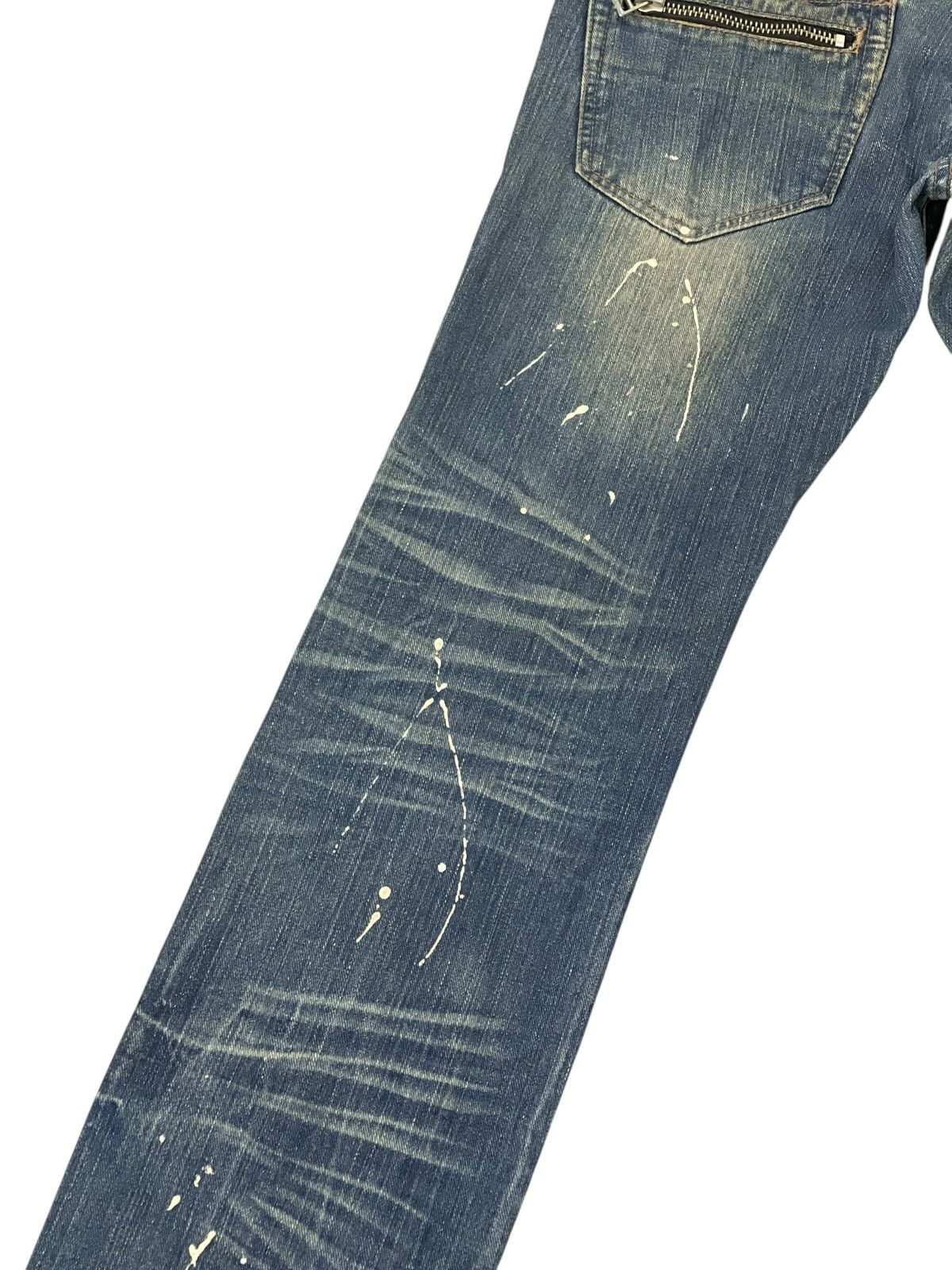 Japanese Brand Slim Jeans Root Three Faded Distress Painter 1🟦7 Size US 31 - 13 Thumbnail