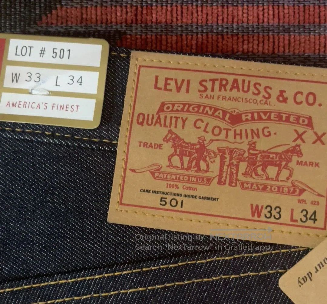 Levi's 501XX W33 L34 Unwashed Denim.