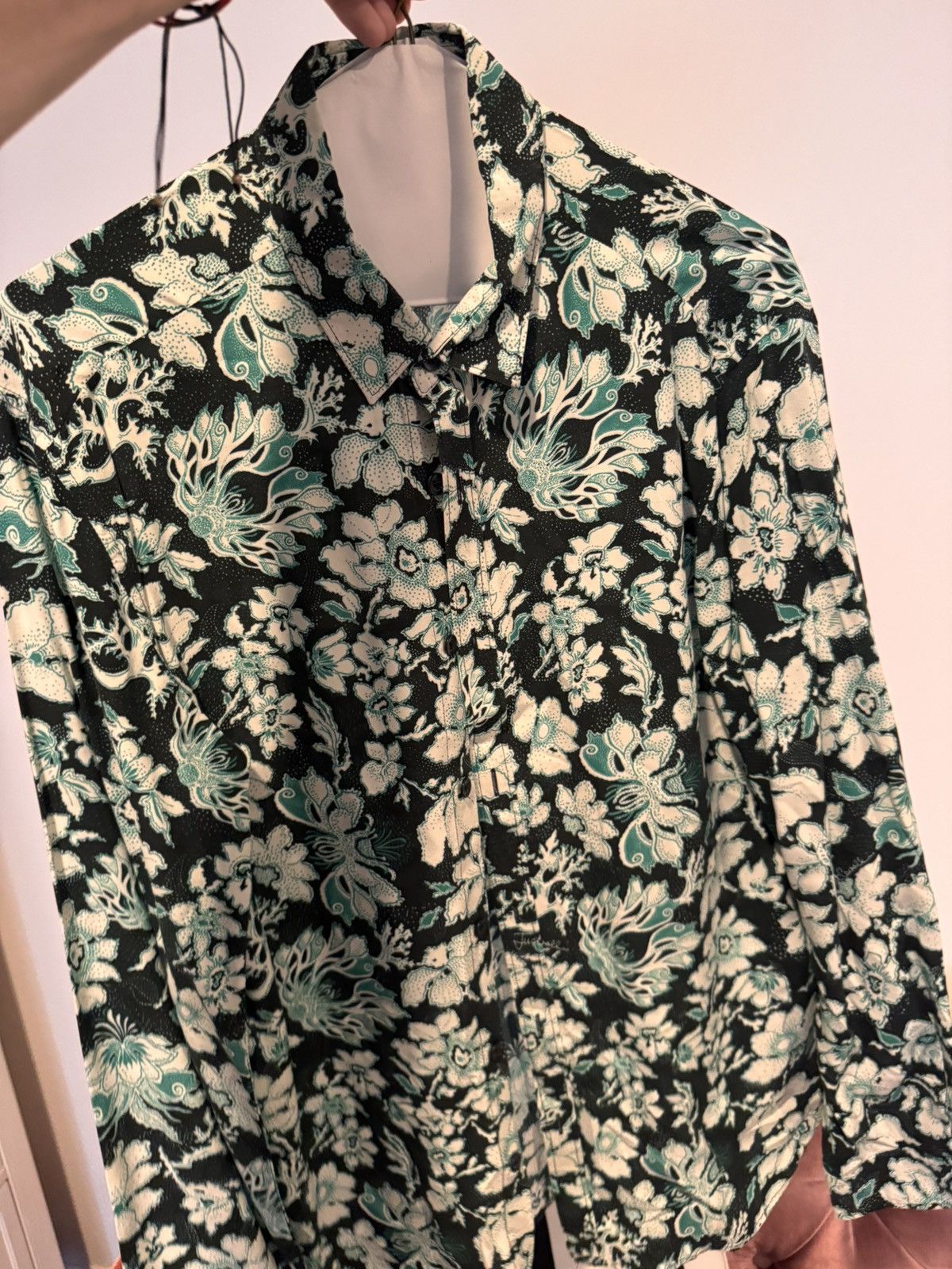 Just Cavalli justcavalli green floral dress shirt (46 size = small) Size 36S - 2 Thumbnail