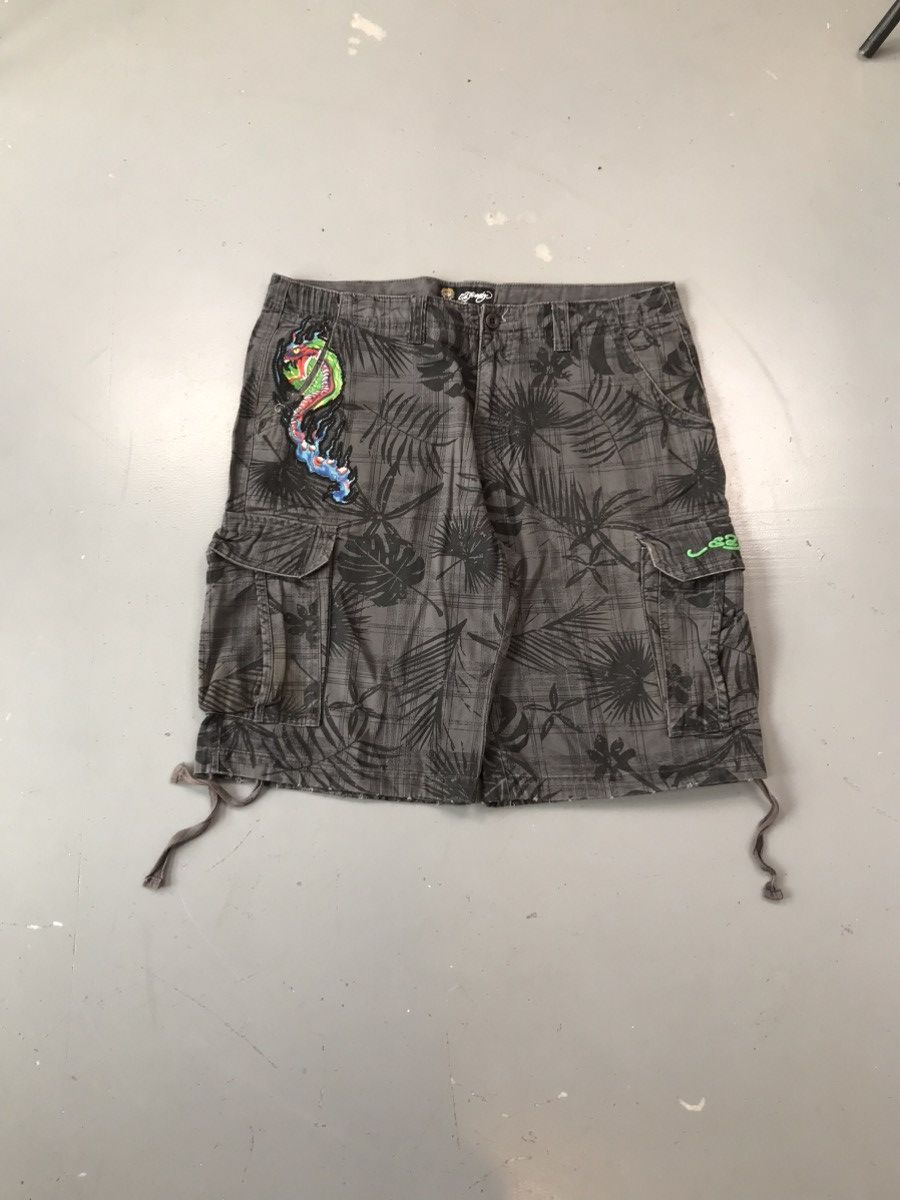 Christian Audigier × Ed Hardy × Vintage Edhardy by Christian Audigier tiger 🐯 embroidered jort Size US 39 - 3 Thumbnail