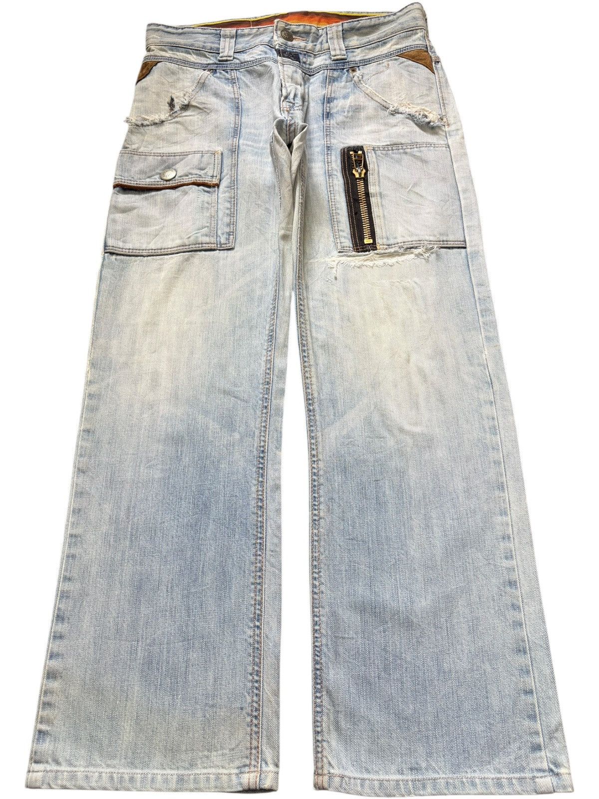 Edwin Vintage Edwin Blue Trip Faded Wash Cargo Distressed Jeans Size US 31 - 1 Thumbnail