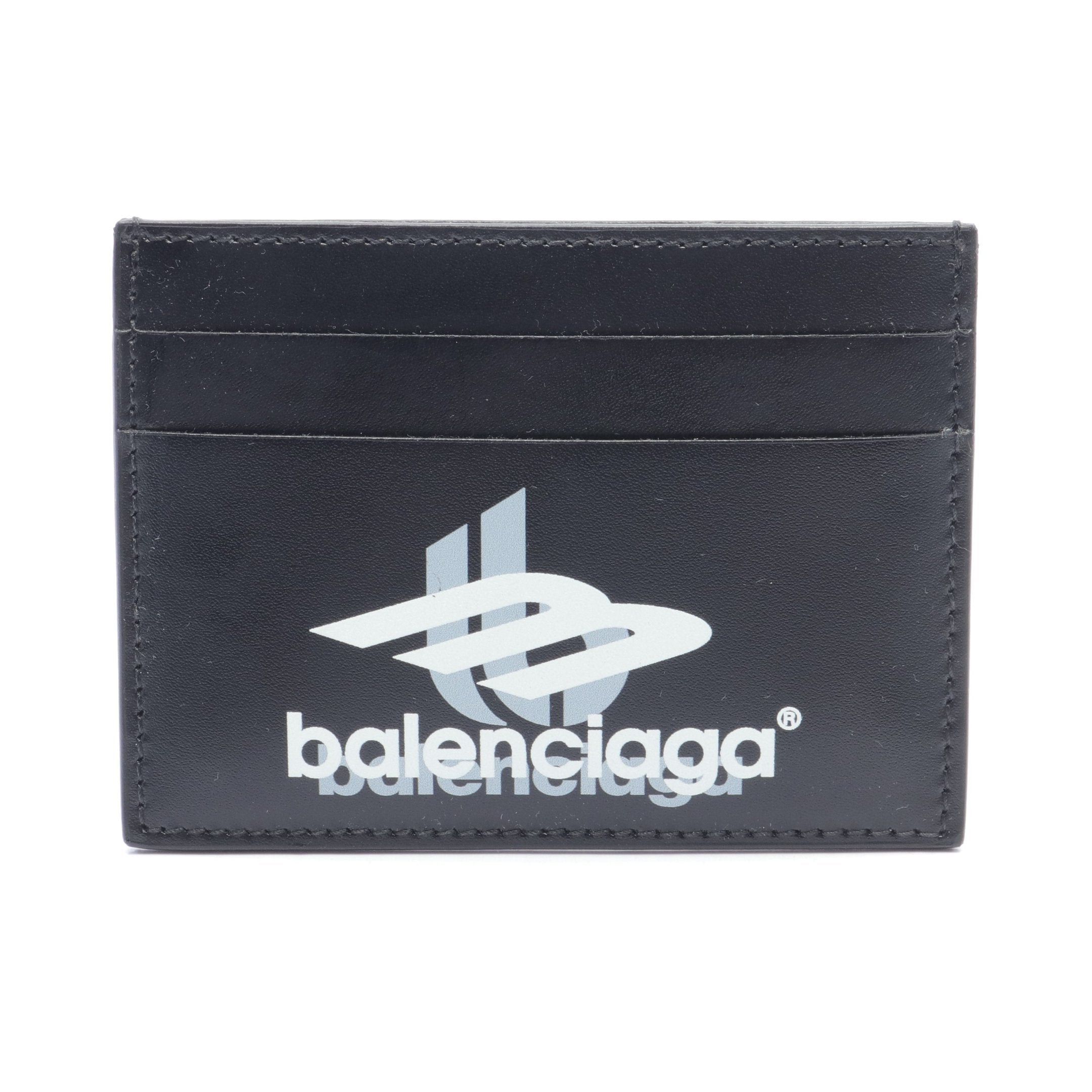 Balenciaga Balenciaga Cash Card Case Logo Print Leather Black Size ONE SIZE - 1 Thumbnail
