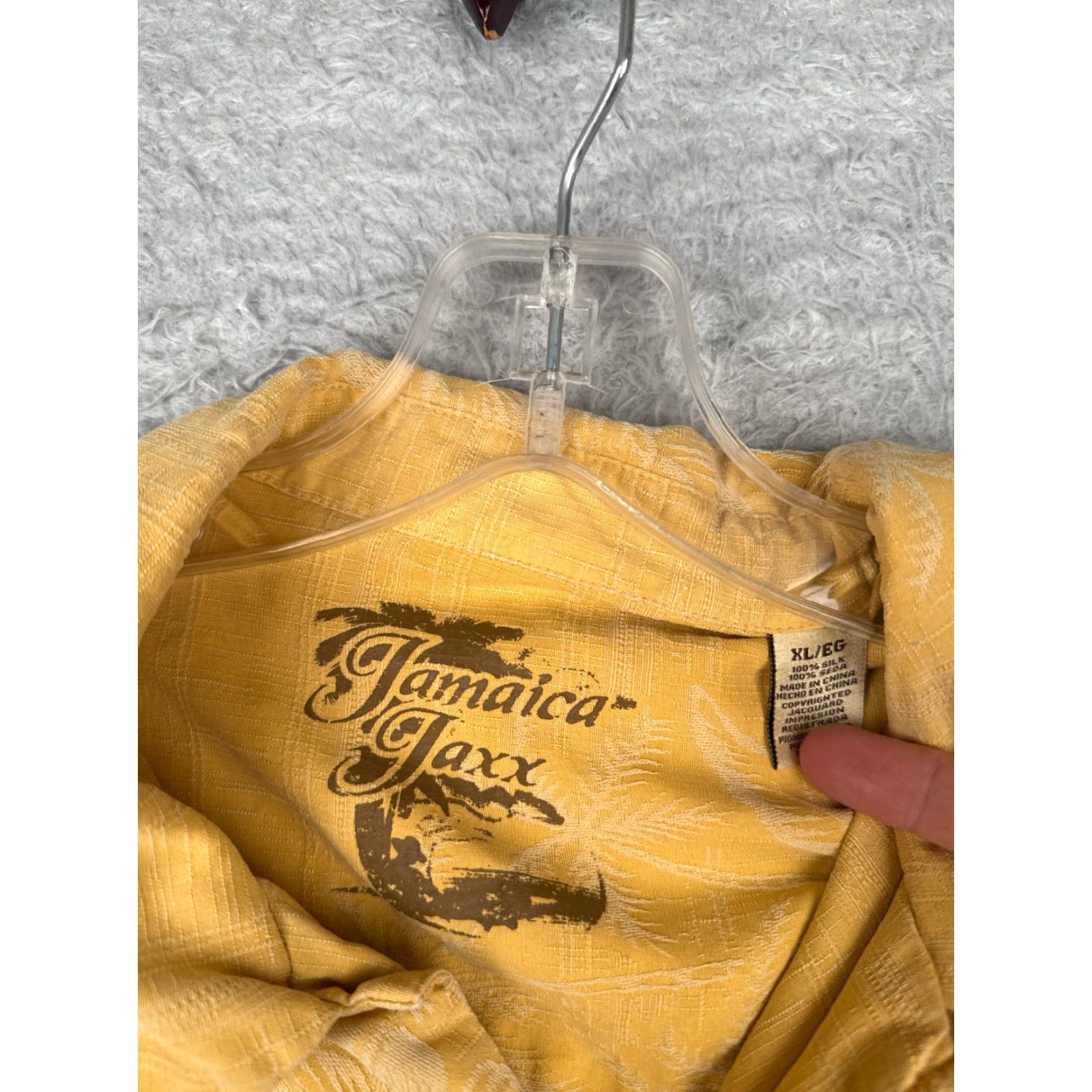 Vintage Jamaica Jaxx Shirt Men XL Yellow Floral Hawaiian 100% Silk Button Up, Button-Up, Aloha, Beach, Vacation, Resort, Casual Shirt Womens? Size US XL / EU 56 / 4 - 7 Thumbnail