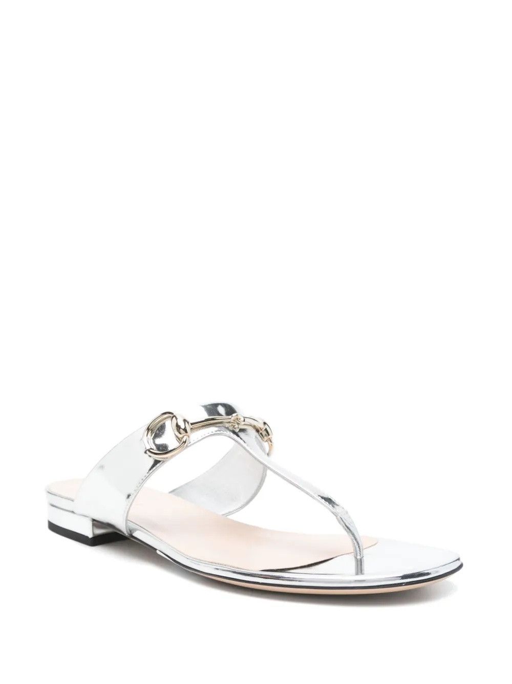 Gucci o1loc1c0226 816590 Thong Leather Sandals in Silver Size US 6 / IT 36 - 2 Thumbnail