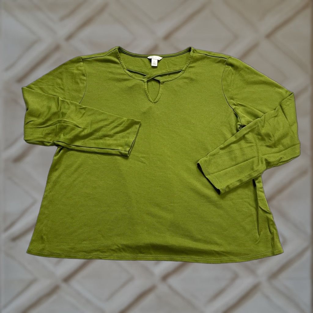 Vintage Cato Blouse Womens L Green Long Sleeve Keyhole Neck Casual Top Size L / US 10 / IT 46 - 1 Thumbnail