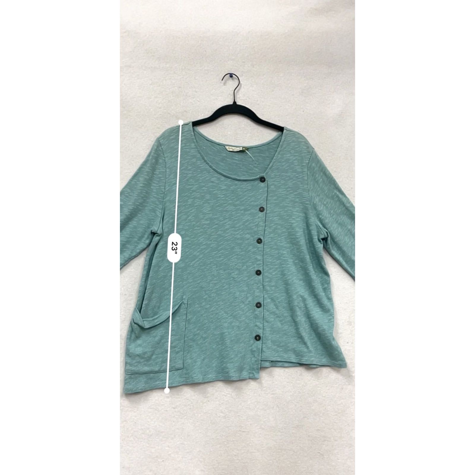 Vintage Chalet Blouse Asymmetrical Button Top Womens M USA Teal Size M / US 6-8 / IT 42-44 - 6 Thumbnail